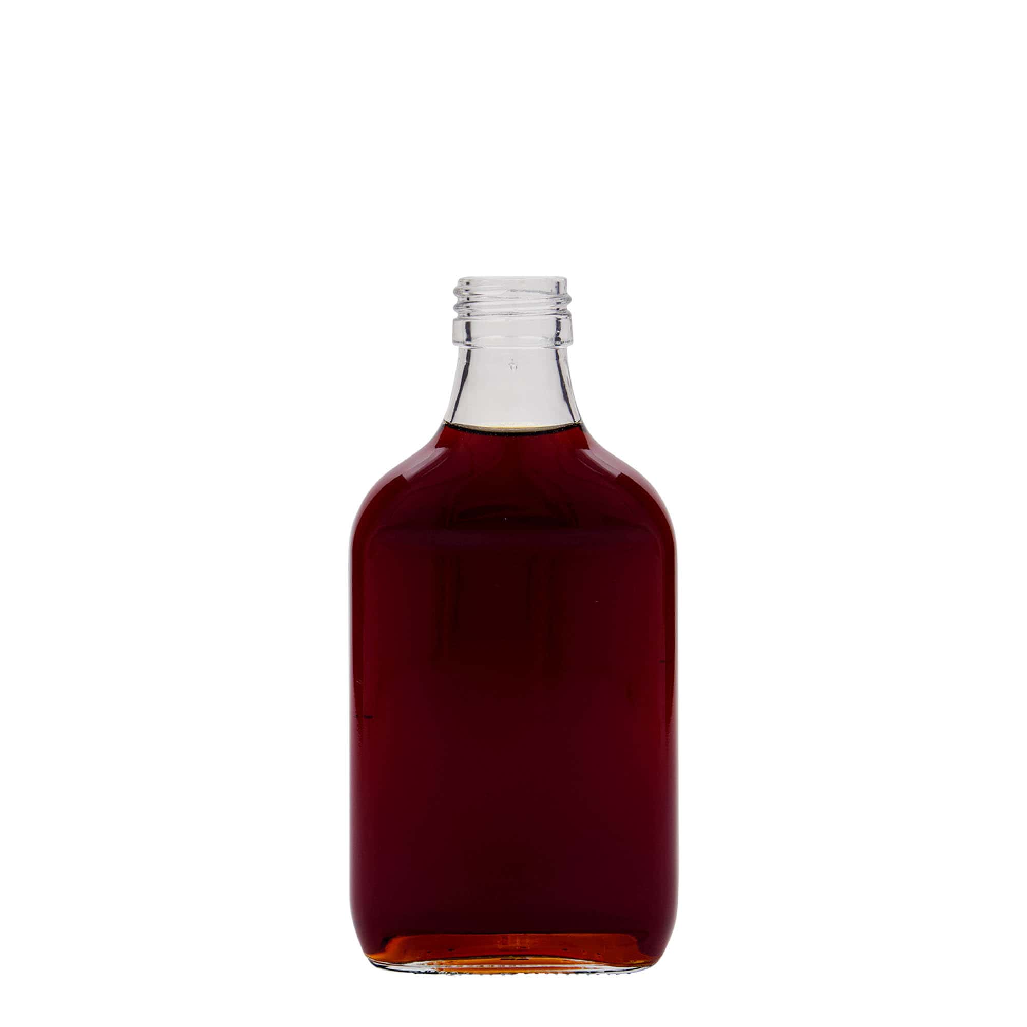 Sticlă de buzunar 200 ml, dreptunghiulară, sticlă, gura: PP 28
