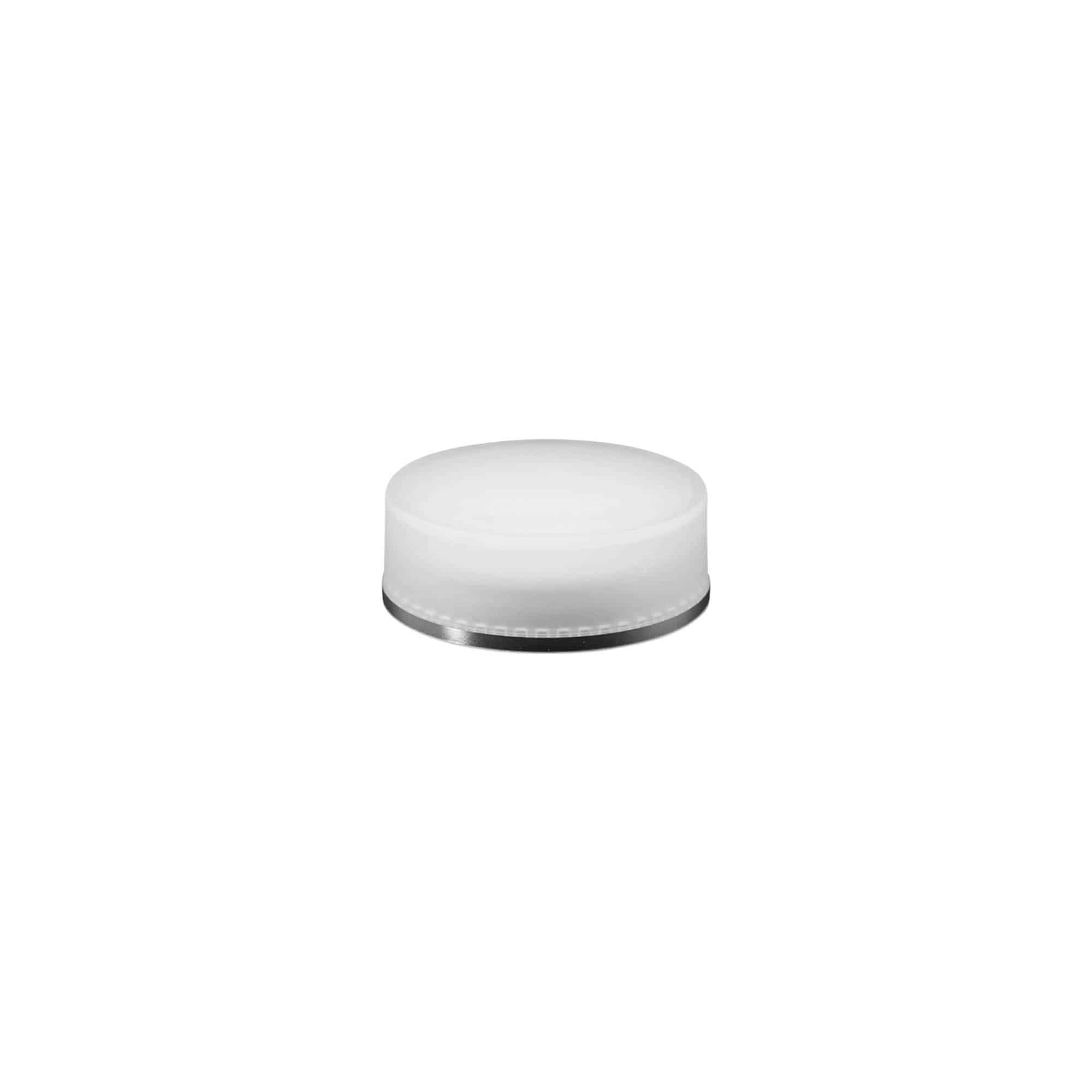 Capac cu filet „Clear/Platin Edition”, plastic PP, alb, pentru gura: 45/2P