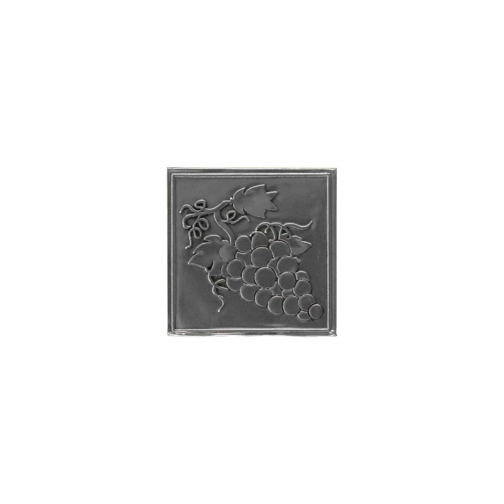 Etichetă de staniu „Strugure”, pătrată, metal, argintiu