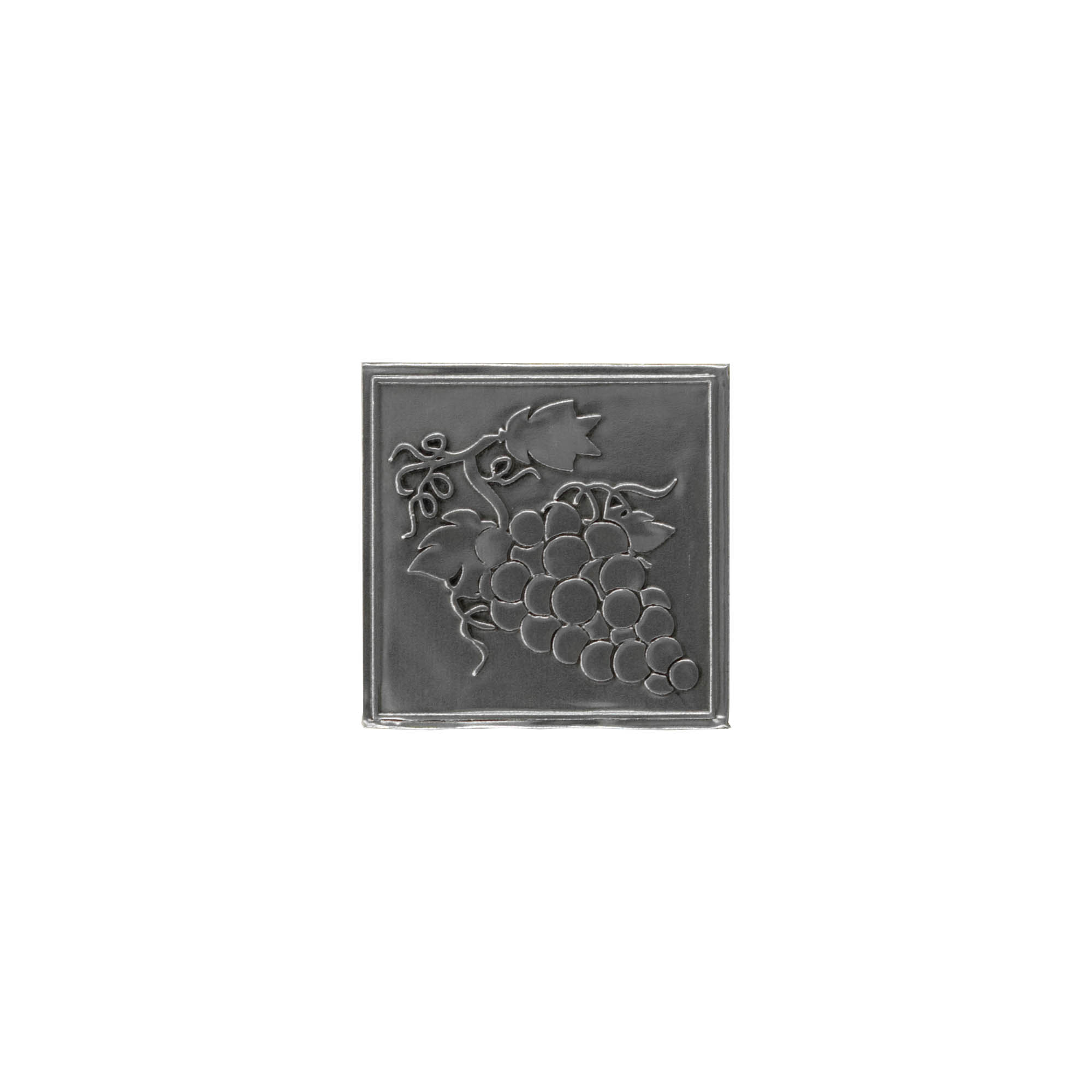 Etichetă de staniu „Strugure”, pătrată, metal, argintiu Etichetă de staniu „Strugure”, pătrată, metal, argintiu
