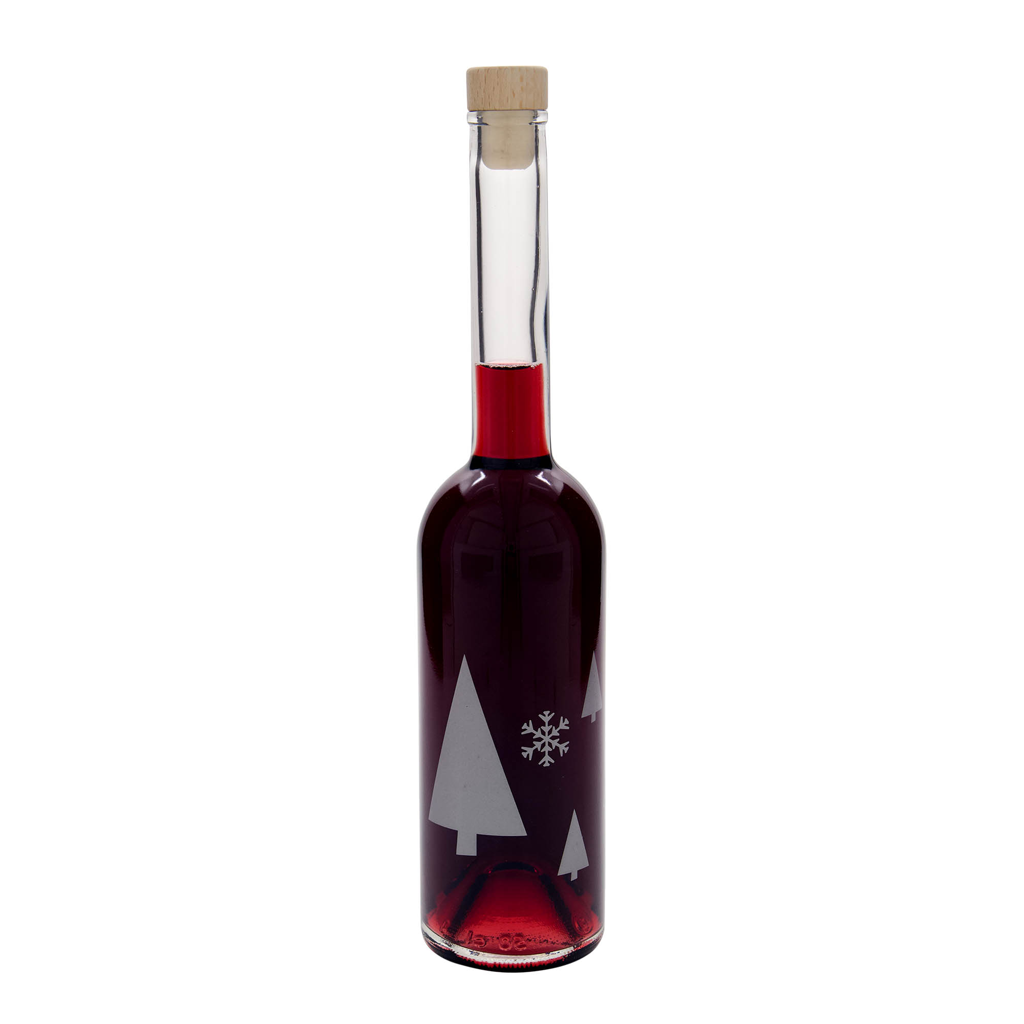 Sticlă de sticlă de 500 ml „Opera”, motiv: fulgi de zăpadă, gura: dop de plută Sticlă de sticlă de 500 ml „Opera”, motiv: fulgi de zăpadă, gura: dop de plută