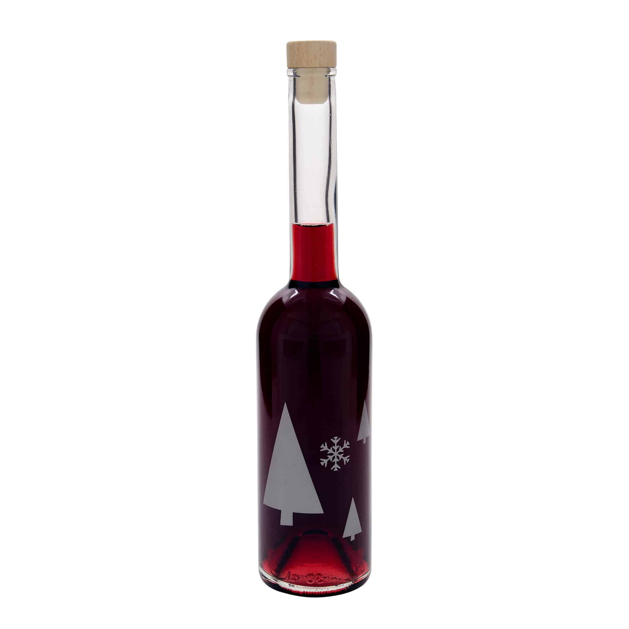 Sticlă de sticlă de 500 ml „Opera”, motiv: fulgi de zăpadă, gura: dop de plută