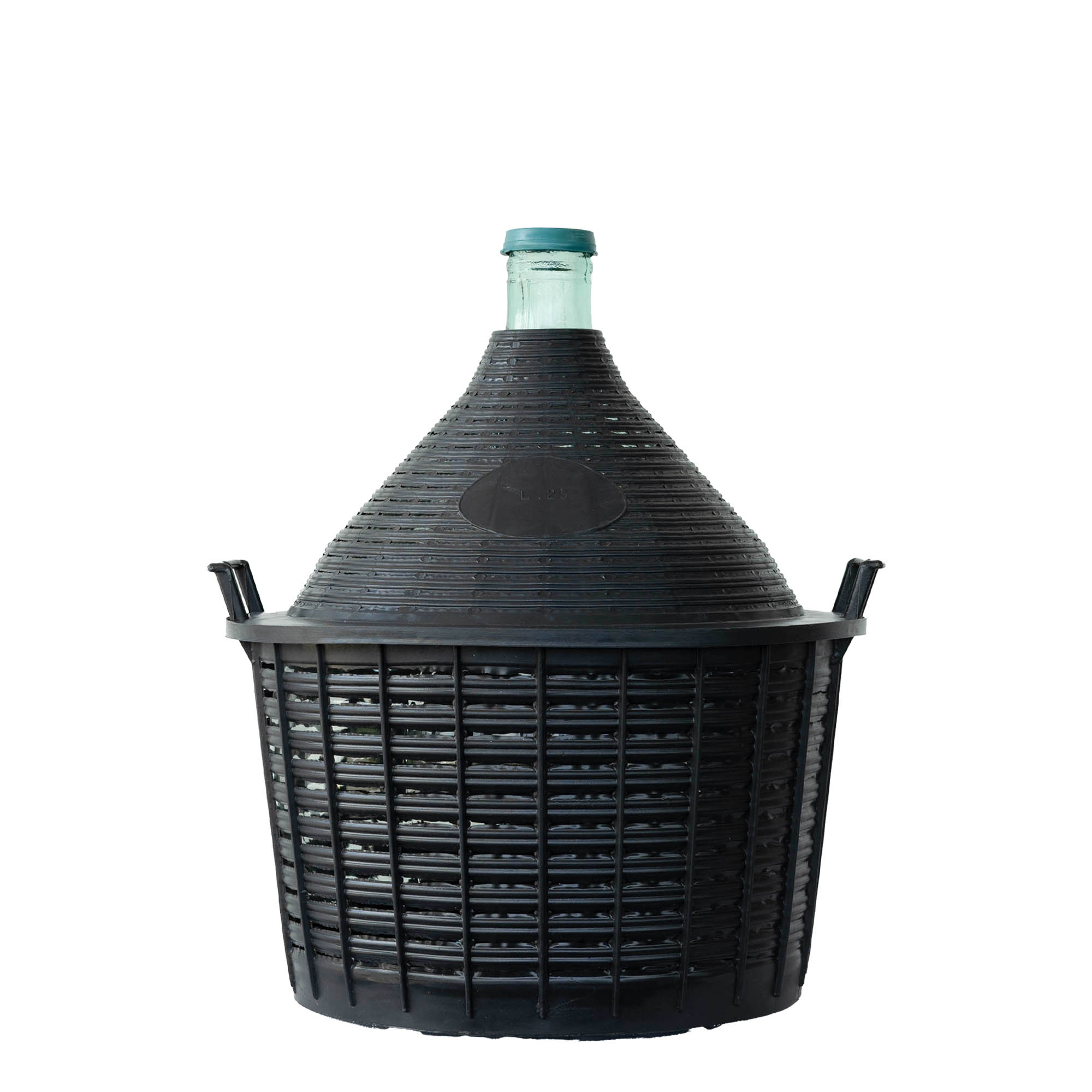 Butelie cu balon de 25 l, gât îngust, sticlă, gură: capac cu margine peste buza recipientului Butelie cu balon de 25 l, gât îngust, sticlă, gură: capac cu margine peste buza recipientului