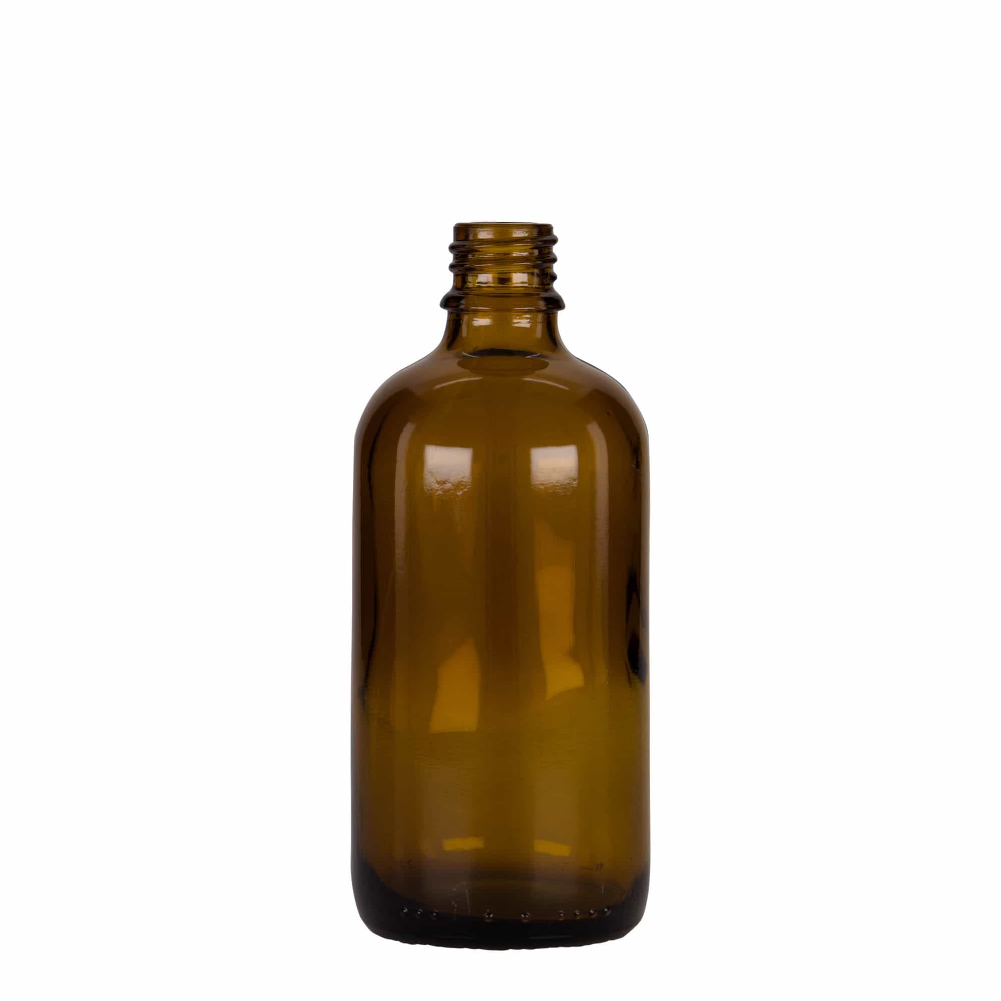 Sticlă picurător 100 ml pentru medicamente, sticlă, maro-negru, gura: DIN 18