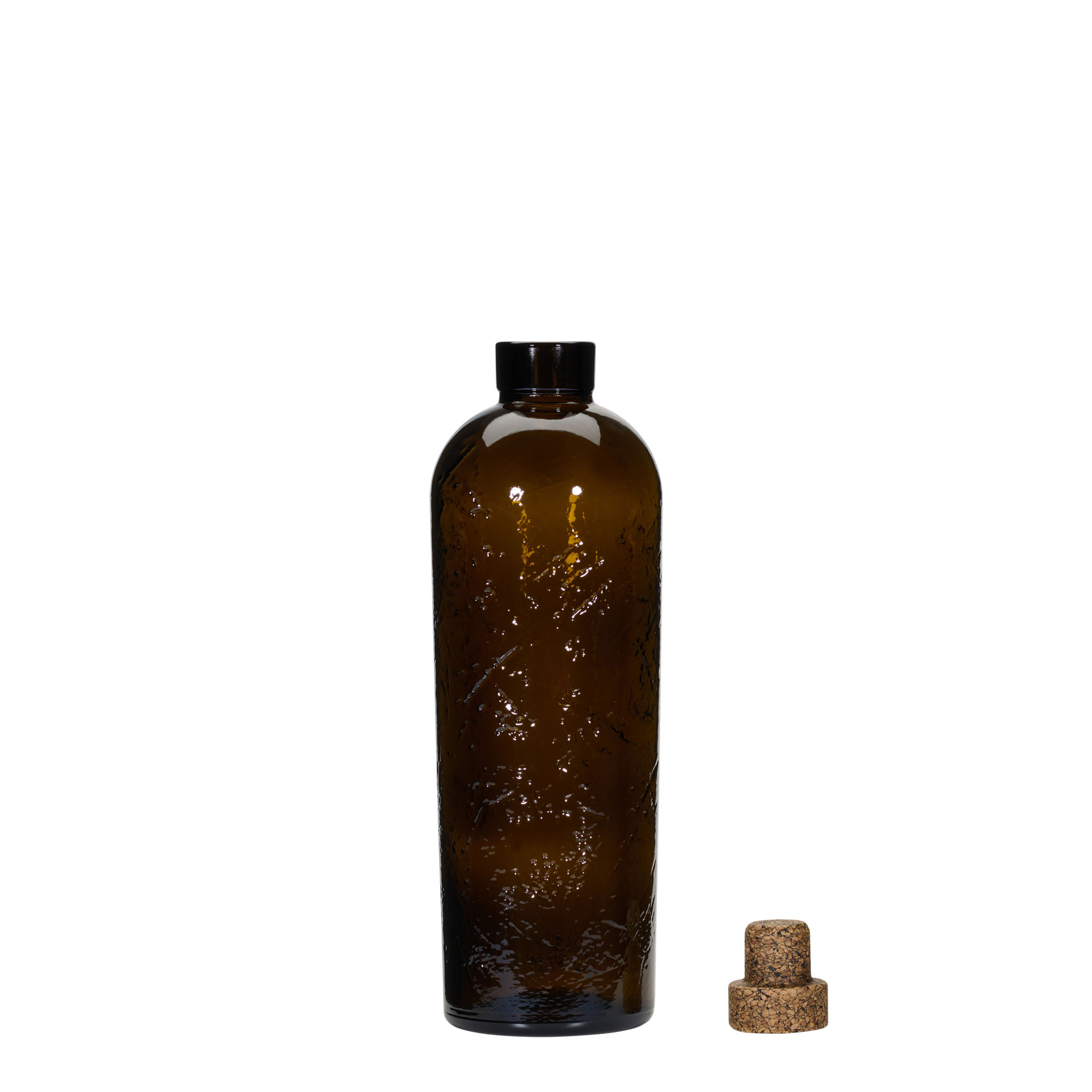 Sticlă din sticlă lucrată manual 700 ml „Natural”, maro, gură: plută Sticlă din sticlă lucrată manual 700 ml „Natural”, maro, gură: plută