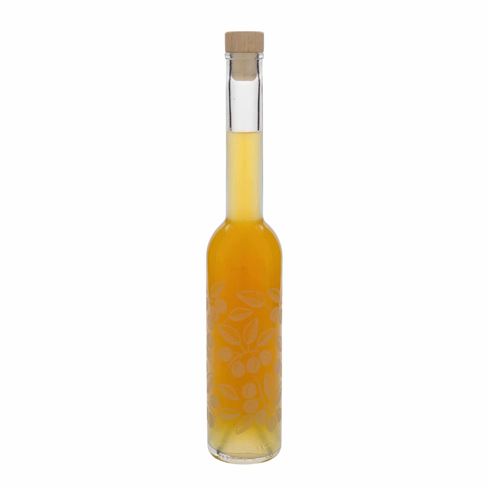 Sticlă de sticlă de 350 ml „Opera”, motiv: prună mirabel, gura: dop de plută