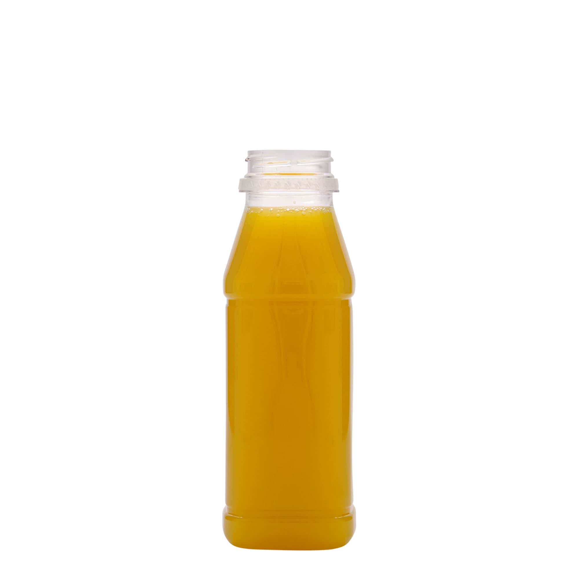 Sticlă PET de 330 ml „Milk and Juice Carré”, pătrată, plastic, gura: 38 mm