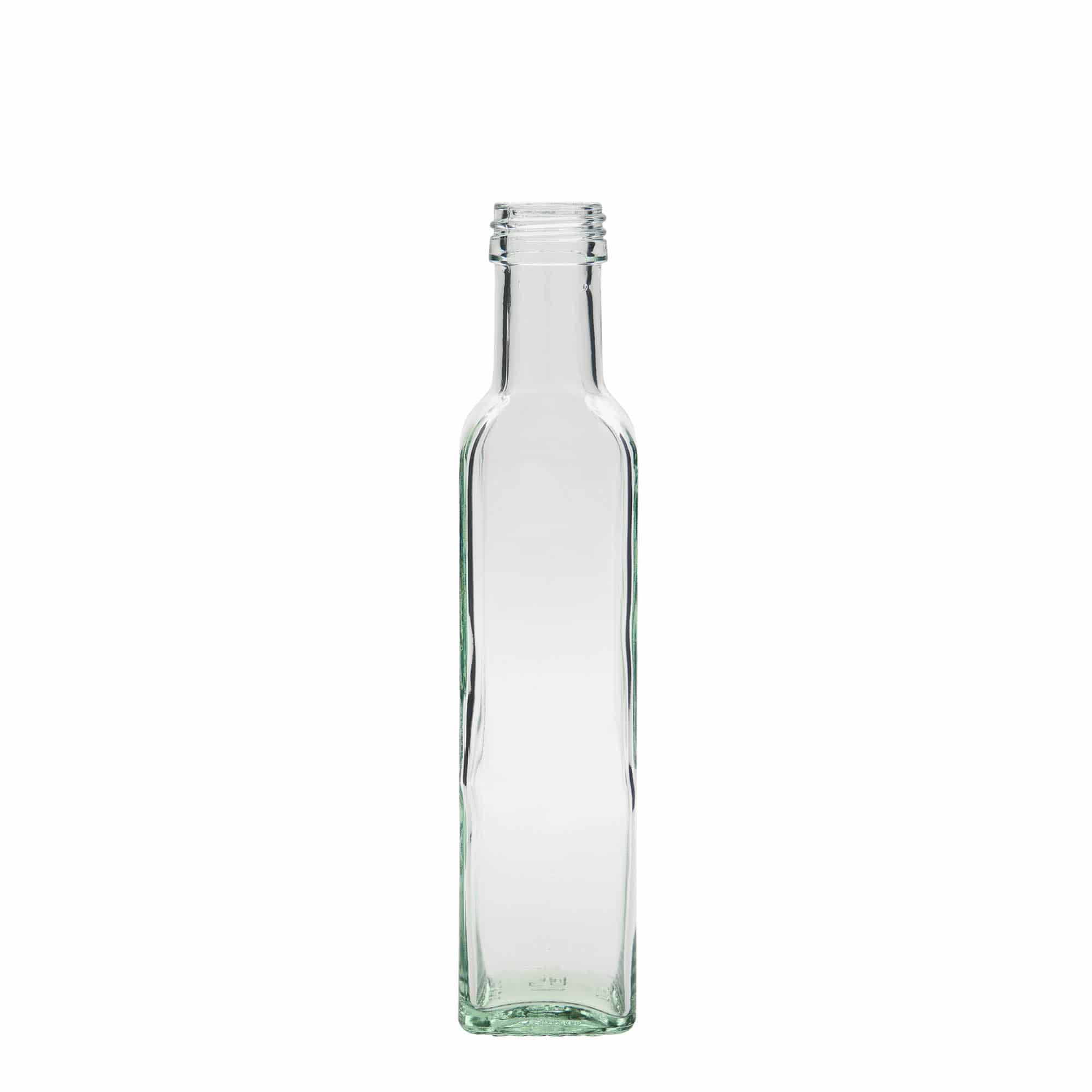 Sticlă de sticlă de 250 ml „Marasca”, pătrată, gât: PP 31,5