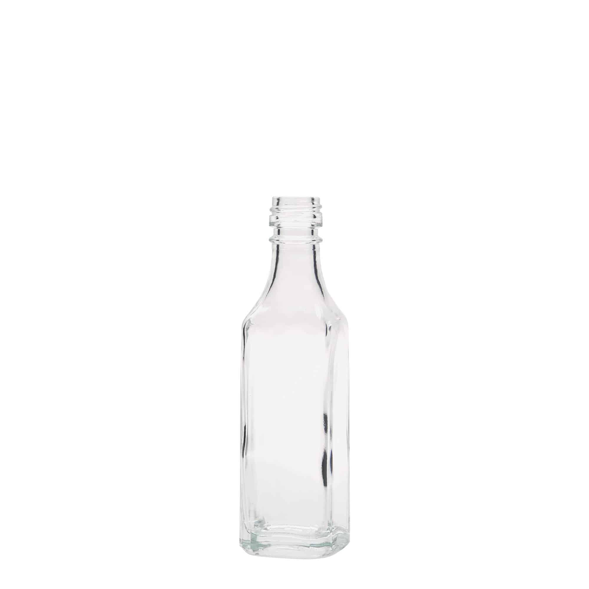 Sticlă de sticlă de 50 ml „Siena”, pătrată, gura: PP 18