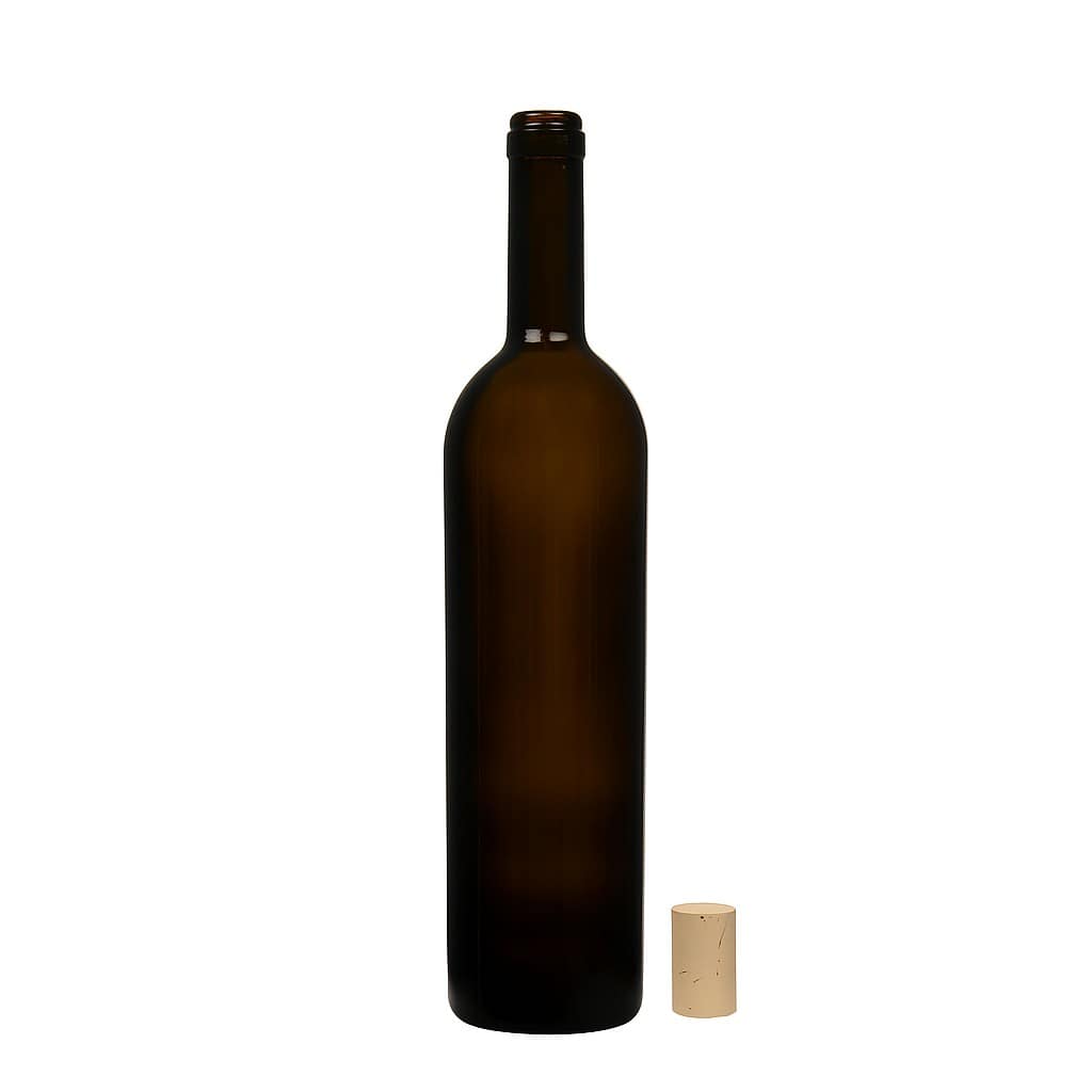 Sticlă de vin 750 ml „Liberty”, verde antic, gura: dop