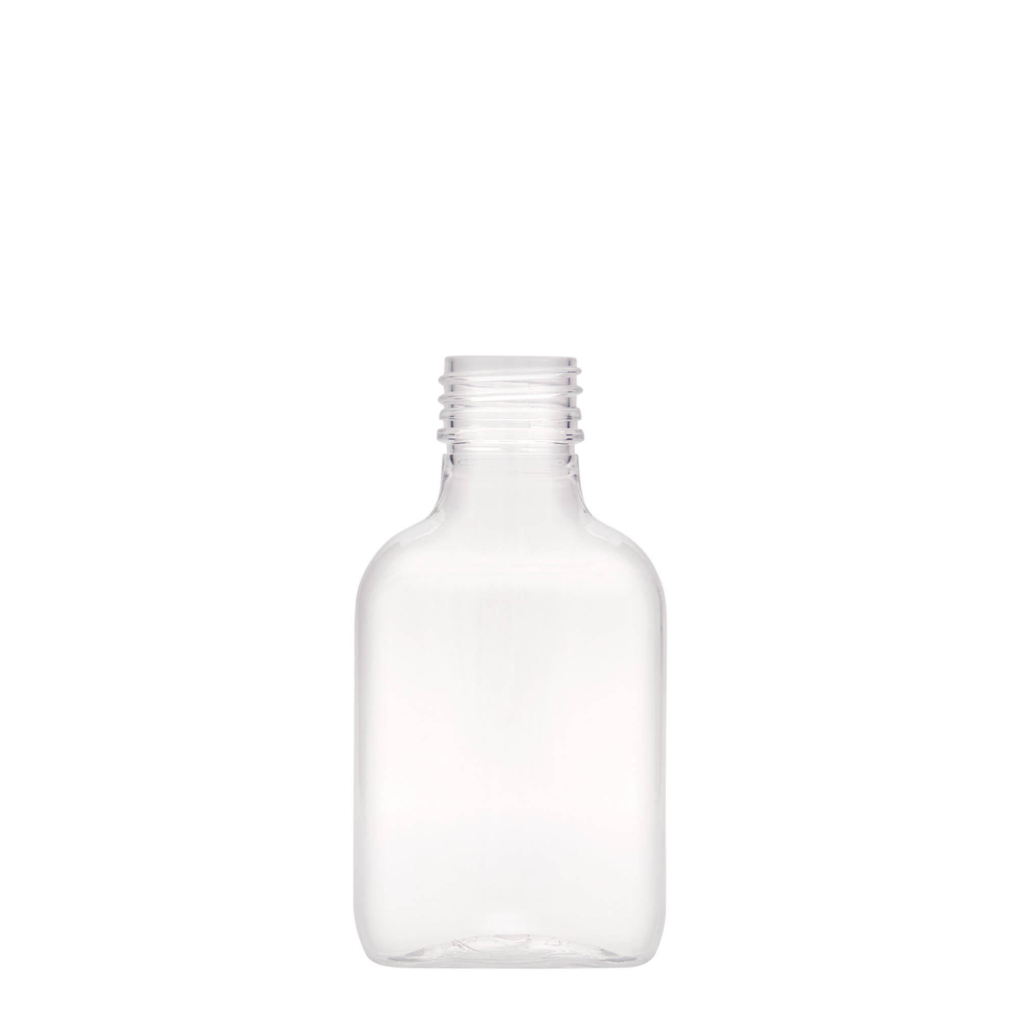 Sticluță de buzunar 100 ml, ovală, plastic PET, gura: PP 28