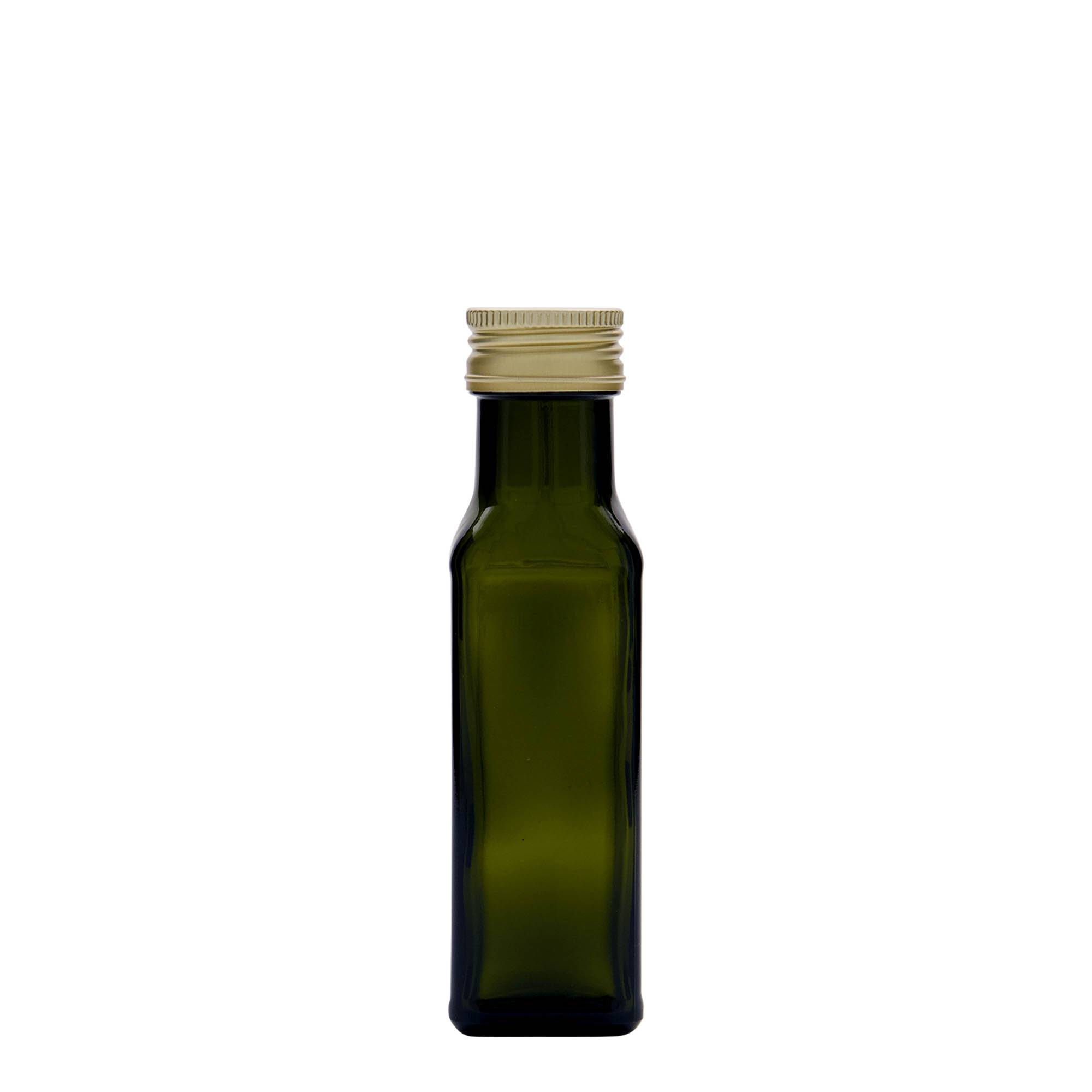 Sticlă de sticlă de 100 ml „Marasca”, pătrată, verde antic, gura: PP 31,5 Sticlă de sticlă de 100 ml „Marasca”, pătrată, verde antic, gura: PP 31,5
