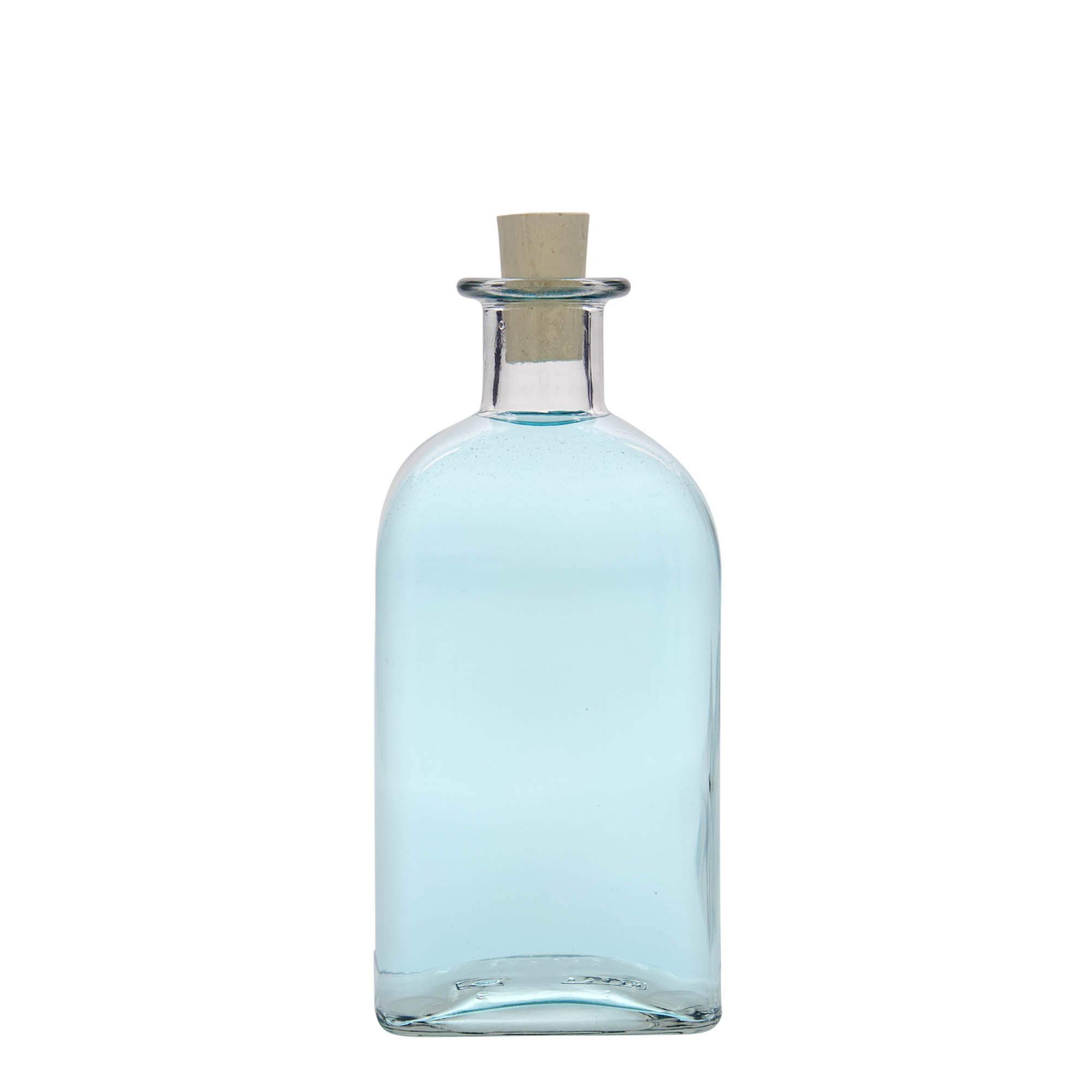 Sticlă de 500 ml din sticlă, farmacist Carré, pătrată, gura: plută