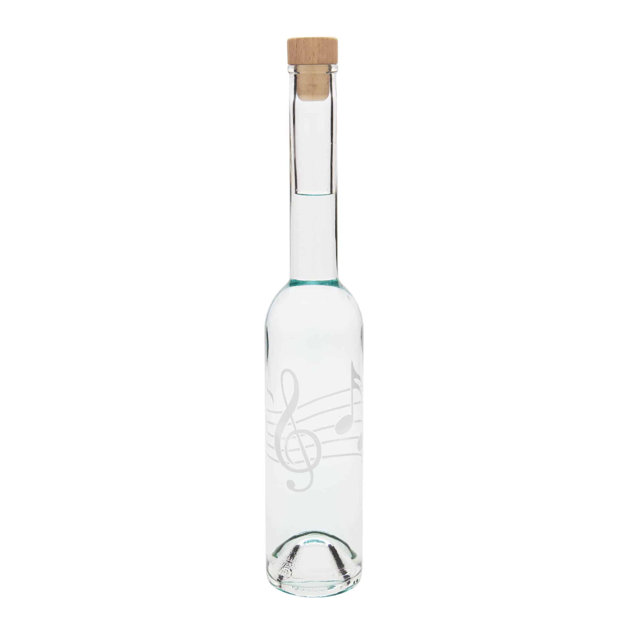 Sticlă de sticlă de 350 ml „Opera”, motiv: note muzicale, gura: dop de plută