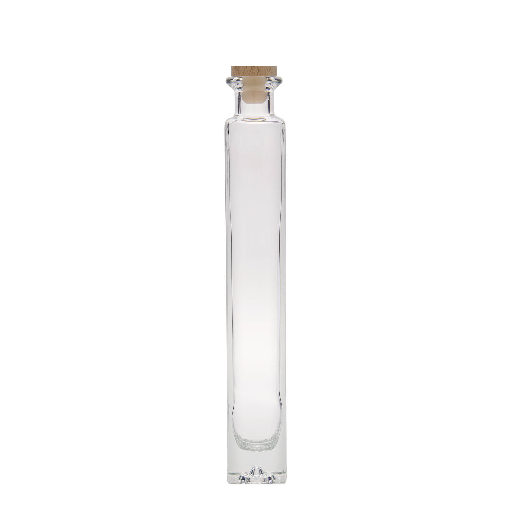 Sticlă de sticlă de 200 ml „Tommy”, pătrată, gura: dop de plută