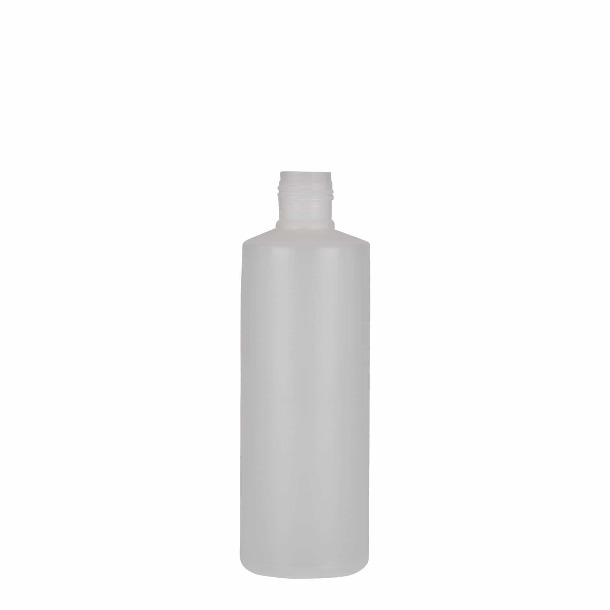 200 ml sticlă rotundă, plastic PE, natural, gura: capac cu filet