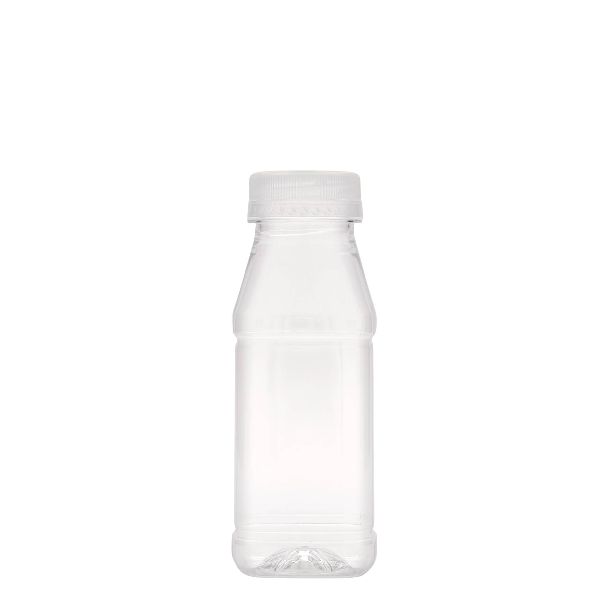 Sticlă PET de 250 ml „Milk and Juice Carré”, pătrată, din plastic, gât: 38 mm