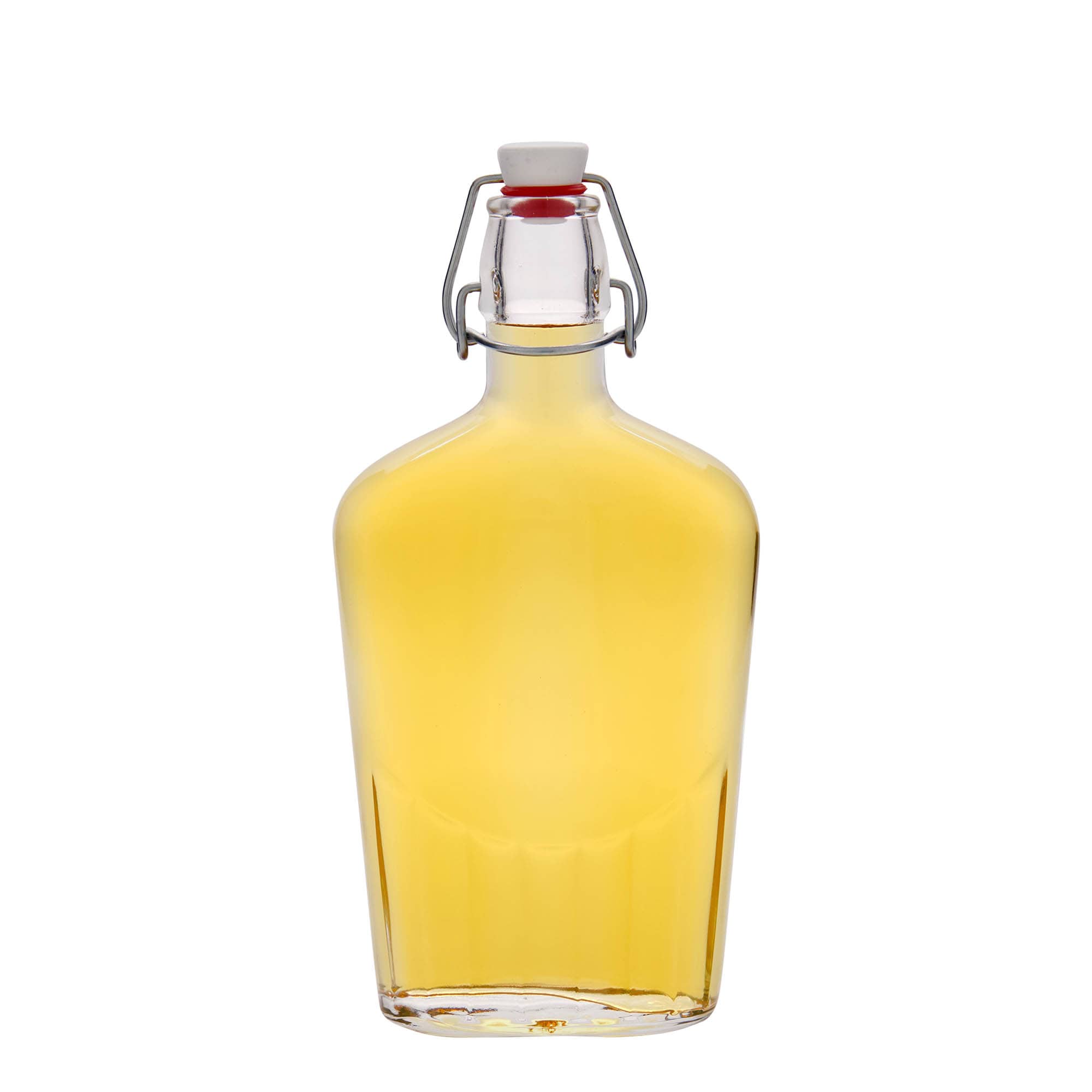 Sticlă de sticlă 500 ml 'Fiaschetta', ovală, gura: închidere cu clemă