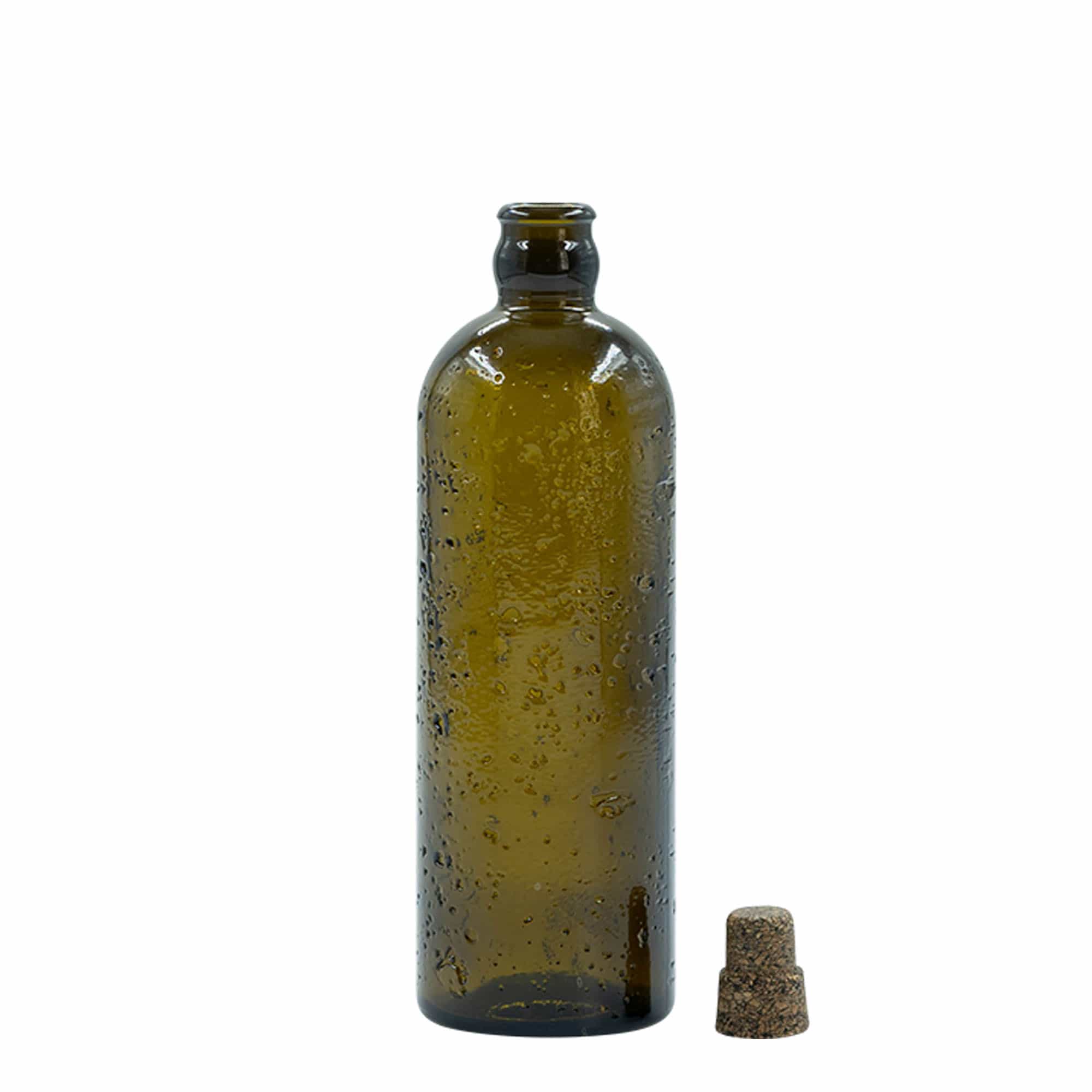 Sticlă de sticlă lucrată manual de 500 ml 'Bobber Jr', maro, deschidere: dop de plută