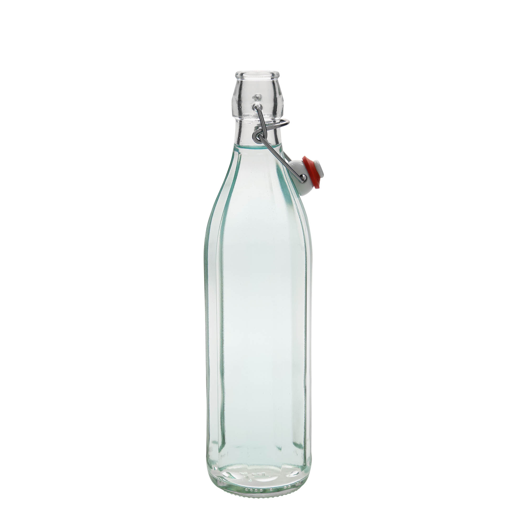 Sticlă de sticlă de 750 ml „Bravo”, cu zece colțuri, gât: închidere cu clemă