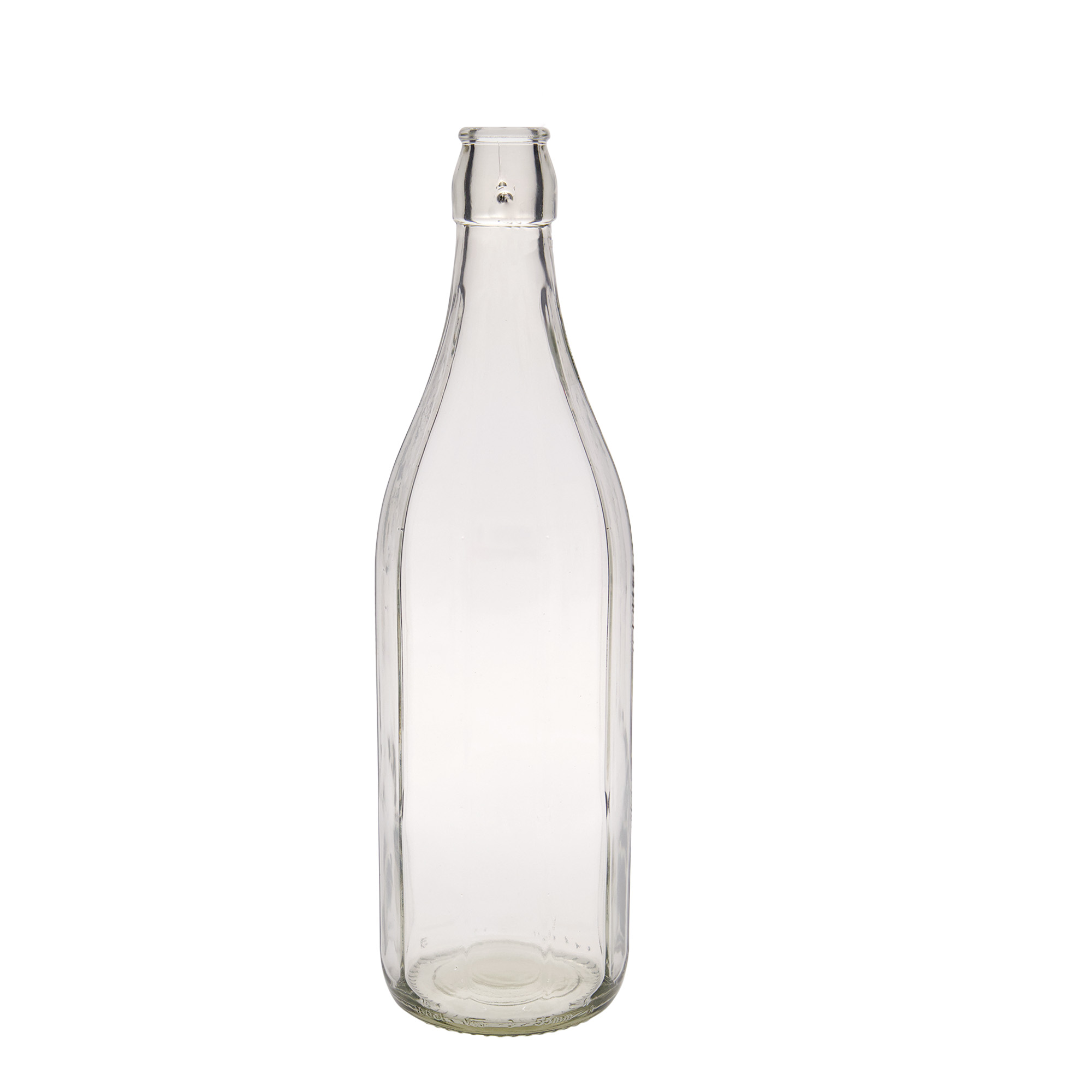 Sticlă de sticlă 1.000 ml „Bravo”, cu zece colțuri, gură: închidere cu clemă