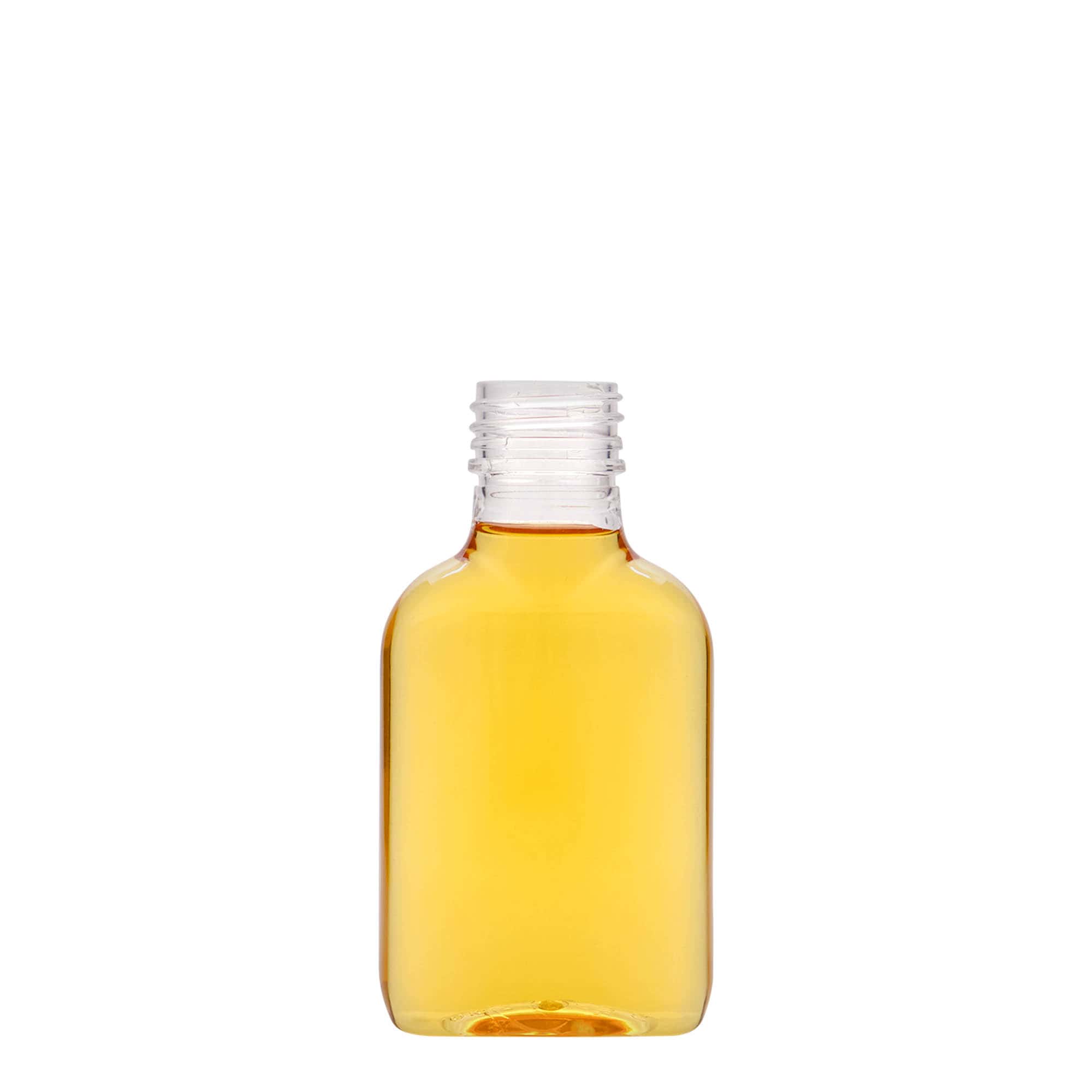 Sticluță de buzunar 100 ml, ovală, plastic PET, gura: PP 28