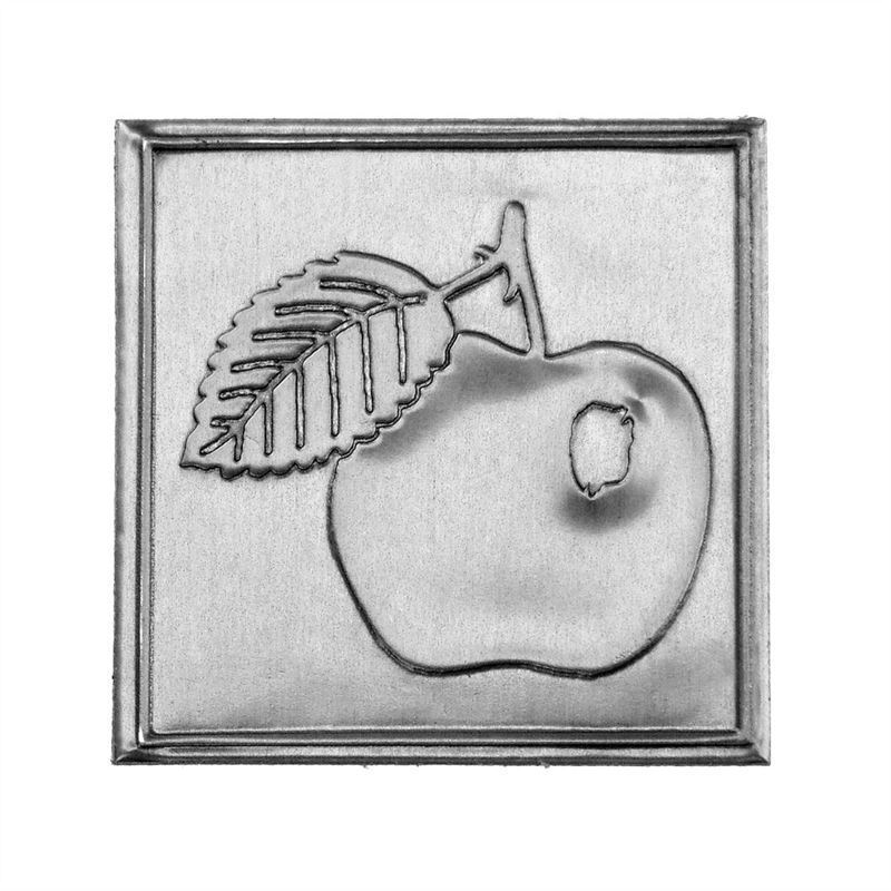 Etichetă de tablă „Măr”, pătrată, metal, argintiu