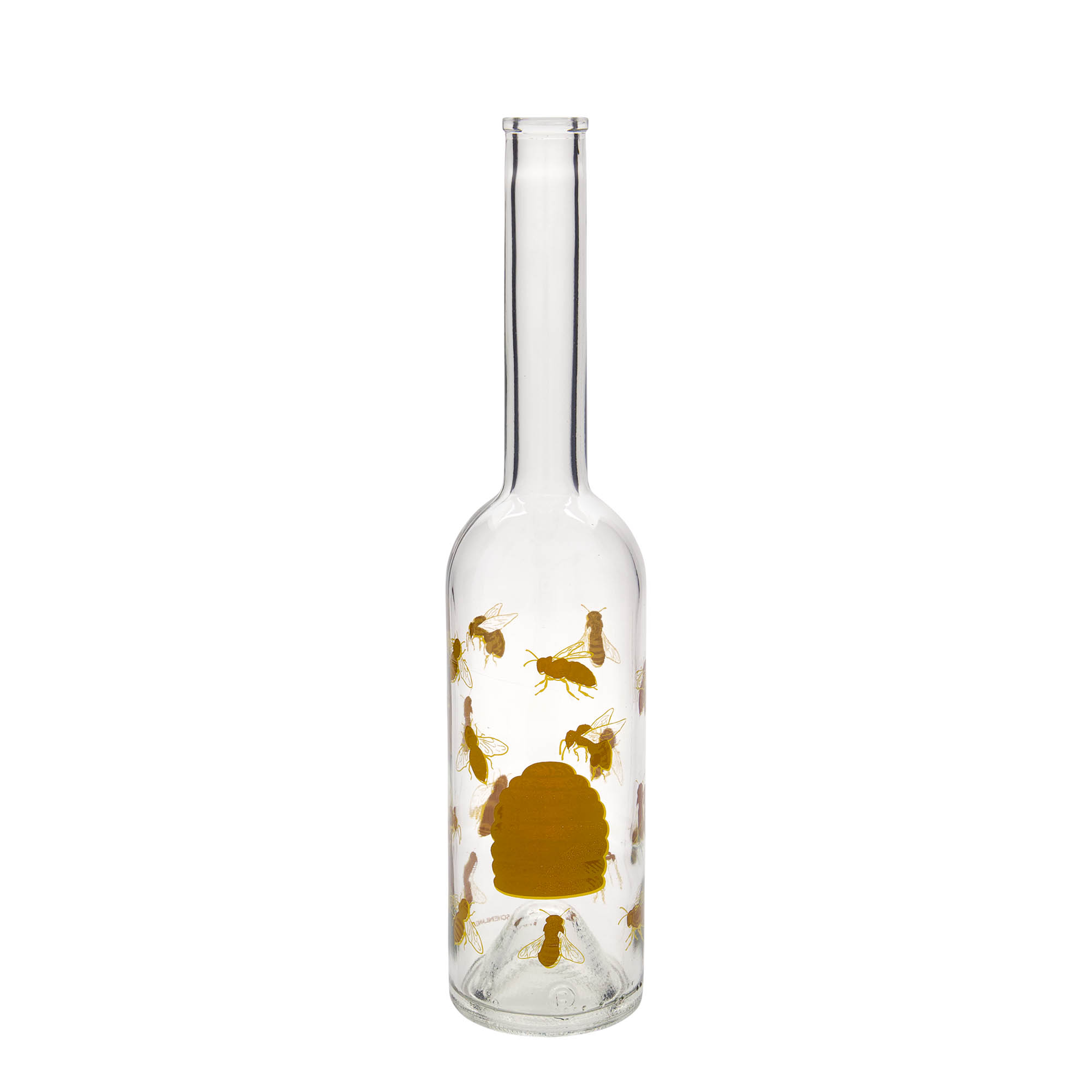 Sticlă de sticlă de 500 ml „Opera”, motiv: albine, gura: dop de plută Sticlă de sticlă de 500 ml „Opera”, motiv: albine, gura: dop de plută