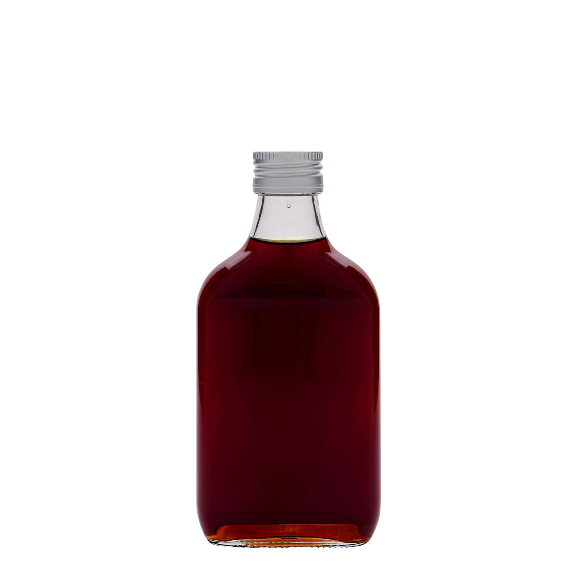 Sticlă de buzunar 200 ml, dreptunghiulară, sticlă, gura: PP 28 Sticlă de buzunar 200 ml, dreptunghiulară, sticlă, gura: PP 28