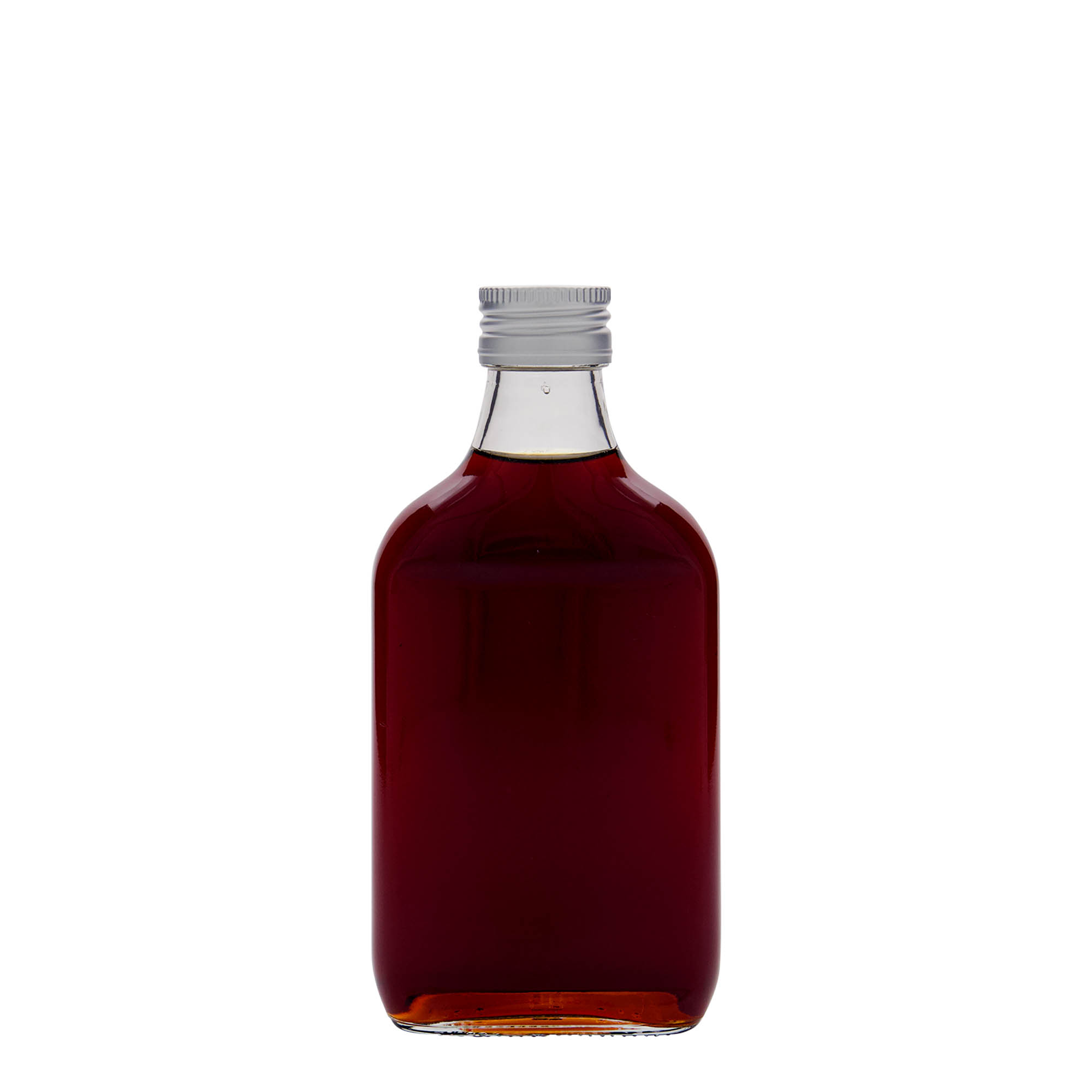 Sticlă de buzunar 200 ml, dreptunghiulară, sticlă, gura: PP 28 Sticlă de buzunar 200 ml, dreptunghiulară, sticlă, gura: PP 28