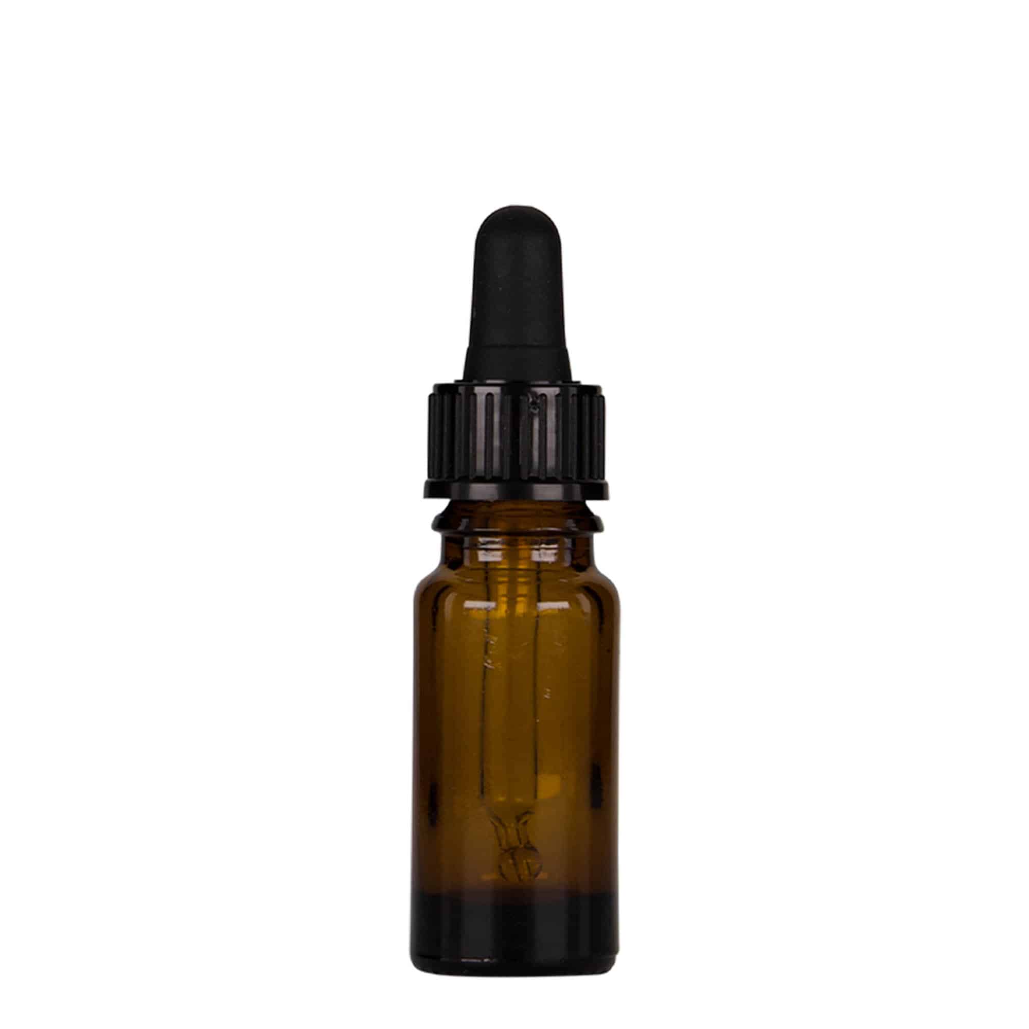 Sticlă cu pipetă de 10 ml pentru medicamente, sticlă, maro-negru, gura: DIN 18