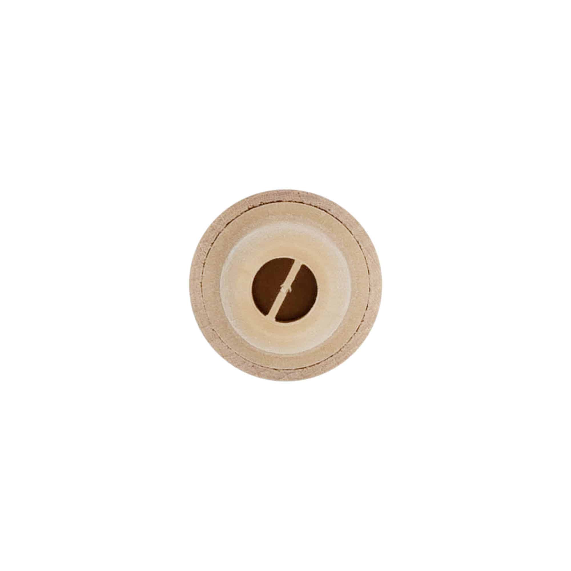 Dop cu mâner și deschidere dozatoare de 19 mm, lemn/plastic, bej, pentru gura: dop