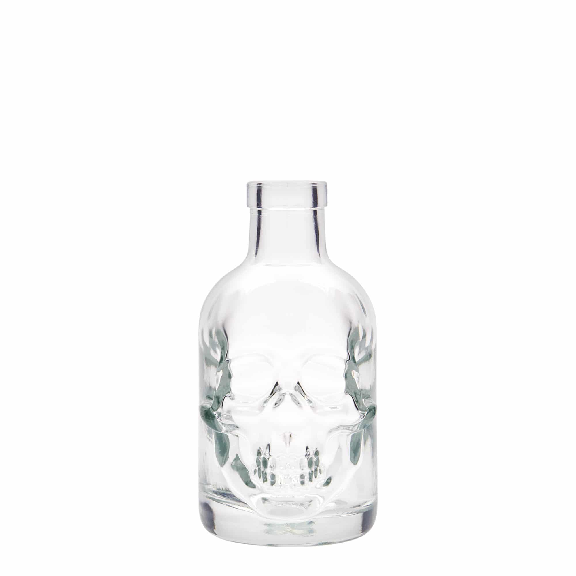 Sticlă de sticlă de 200 ml „Cap de mort”, gura: dop de plută