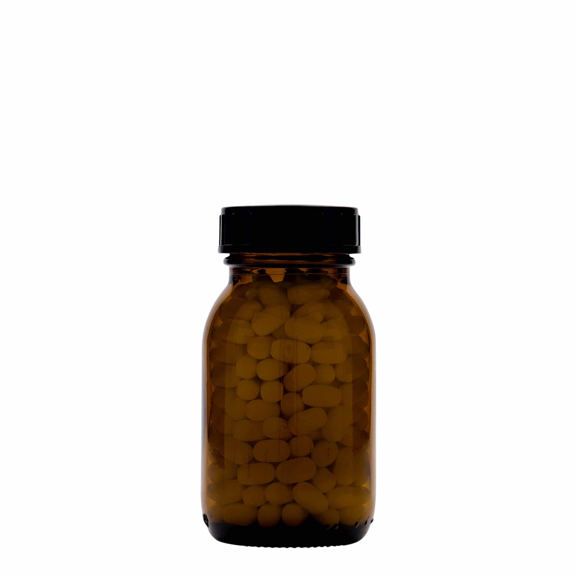125 ml borcan cu gât larg, maro, gură: DIN 40