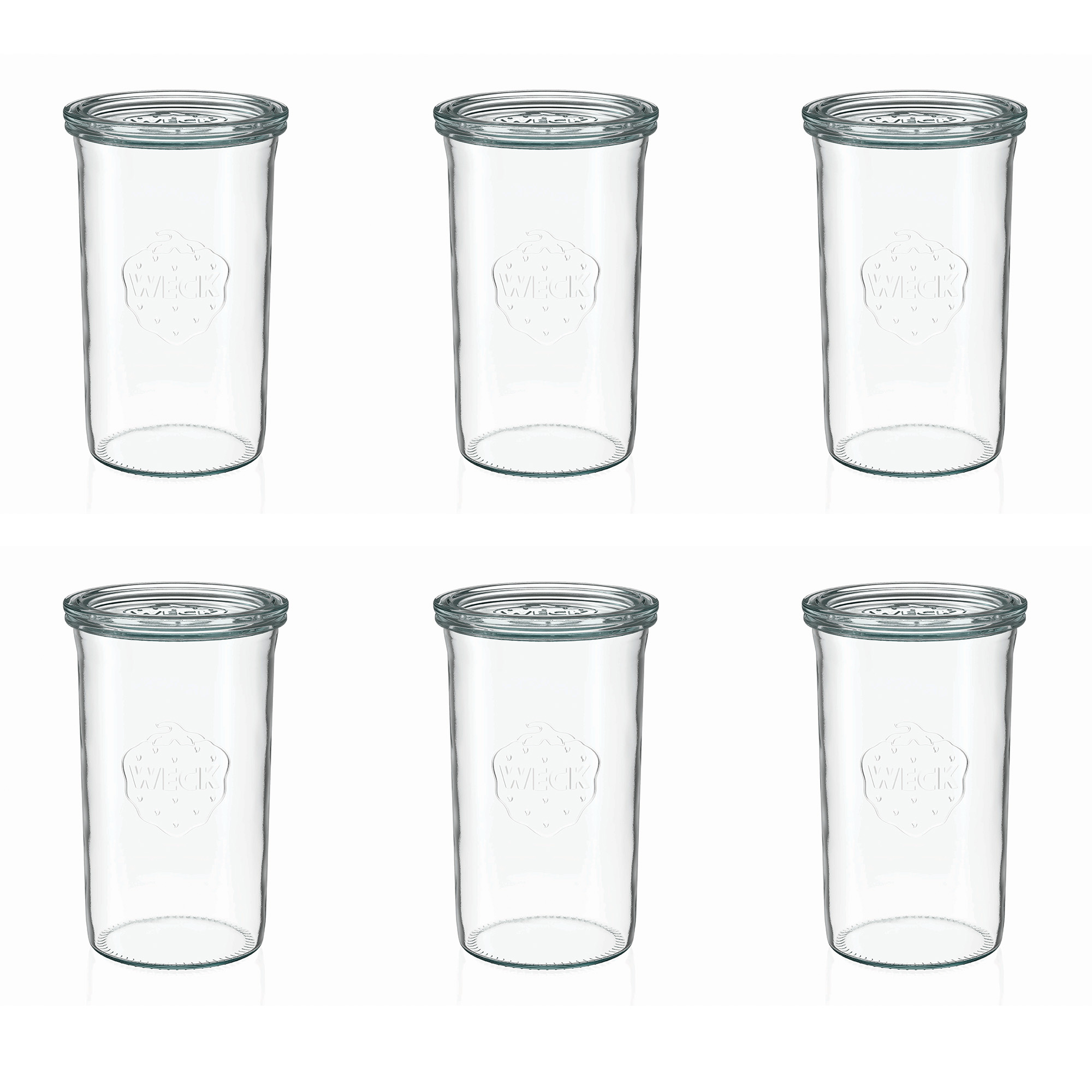 6x 1000 ml borcan WECK cu gura largă cu capac de sticlă RR 100