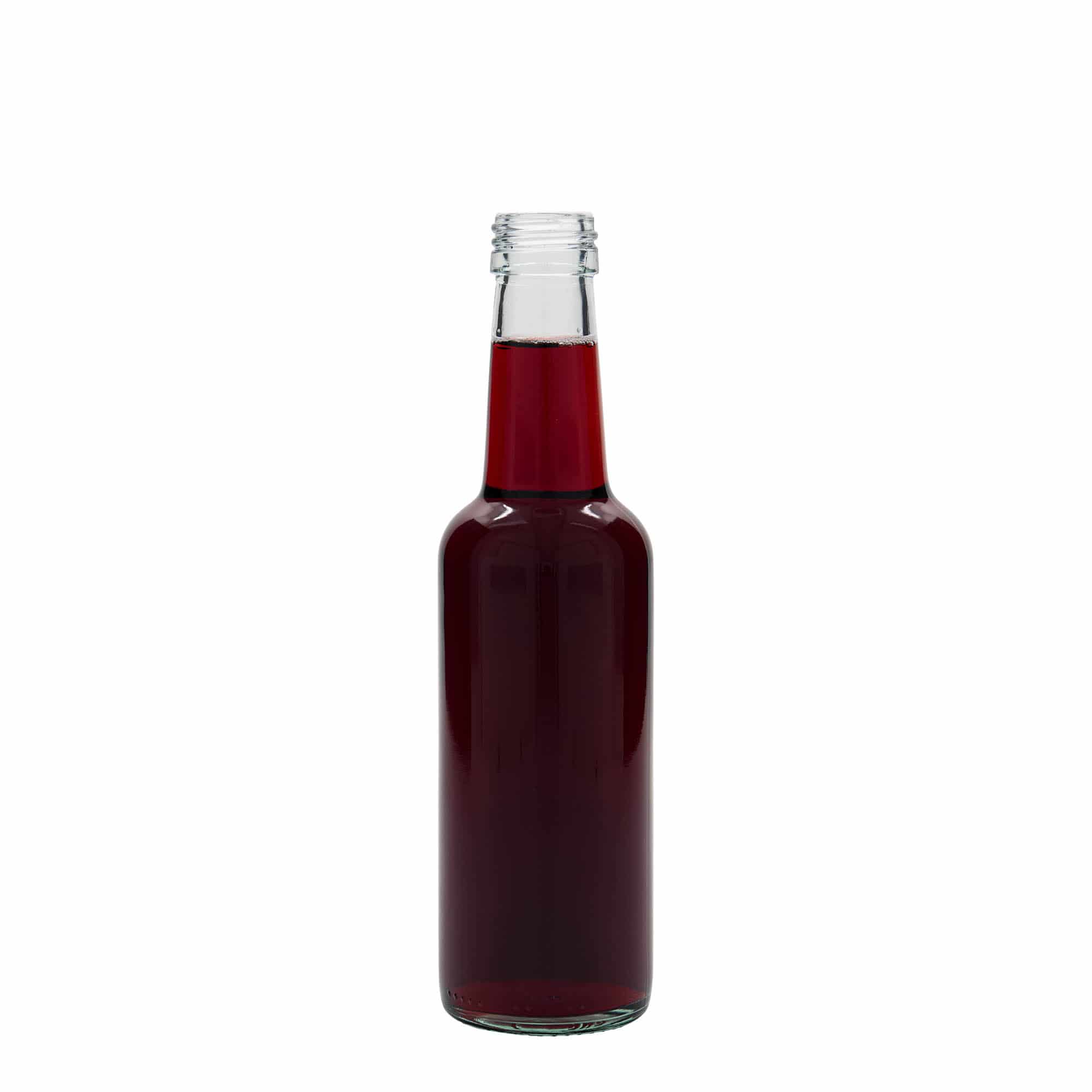 Sticlă de sticlă de 250 ml cu gât drept, deschidere: PP 28 Sticlă de sticlă de 250 ml cu gât drept, deschidere: PP 28
