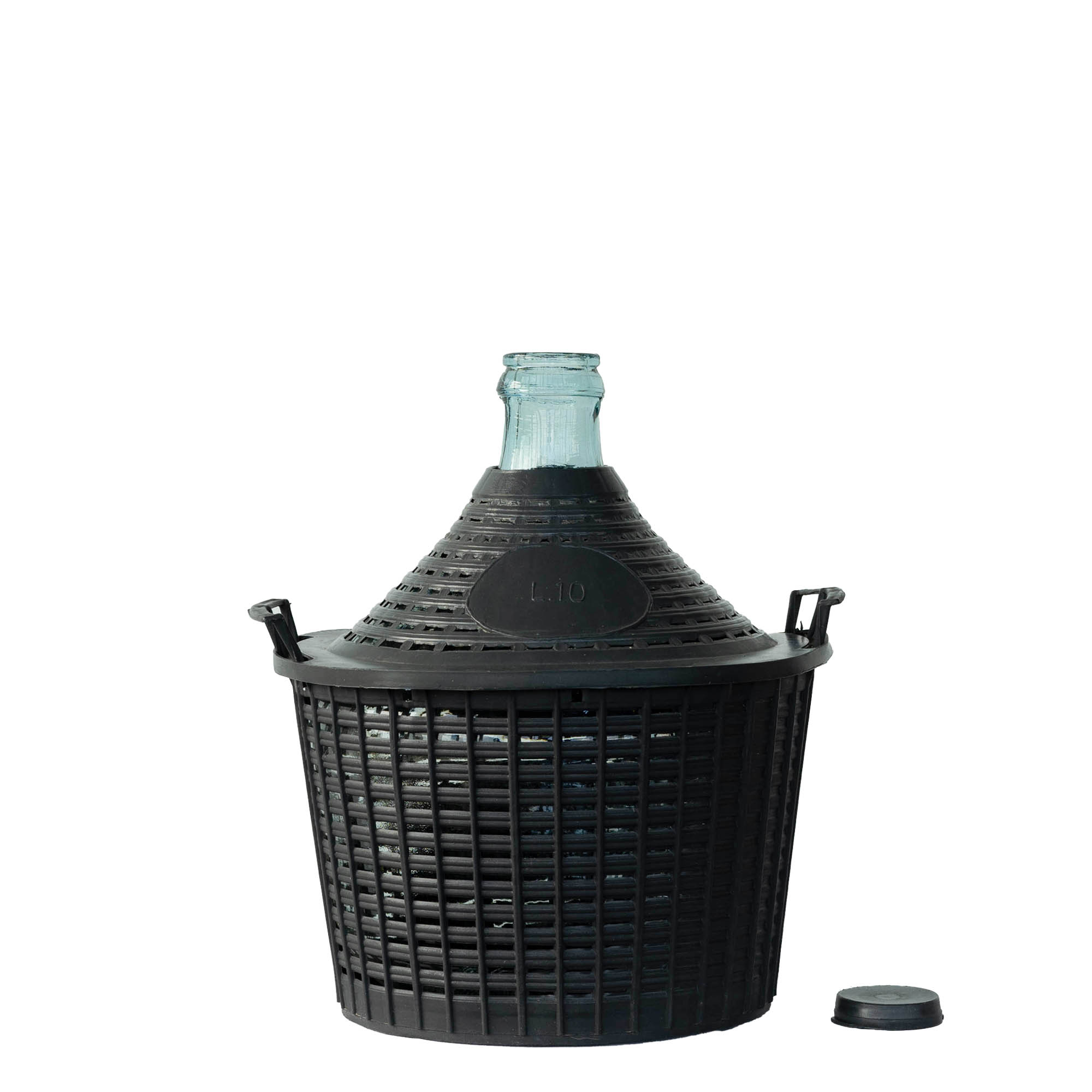 Butelie cu balon de 10 l, gât îngust, sticlă, gură: capac cu clapetă