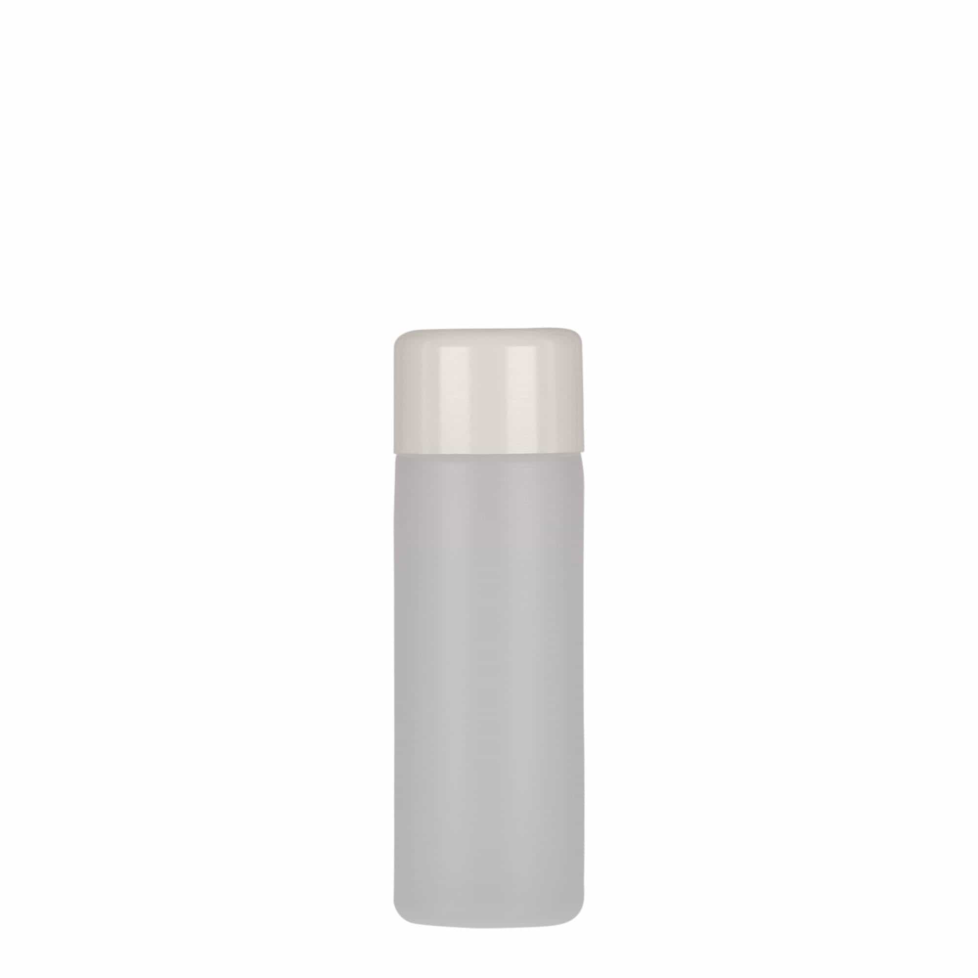Flacon rotund de 50 ml, plastic PE, natural, gât: capac cu filet