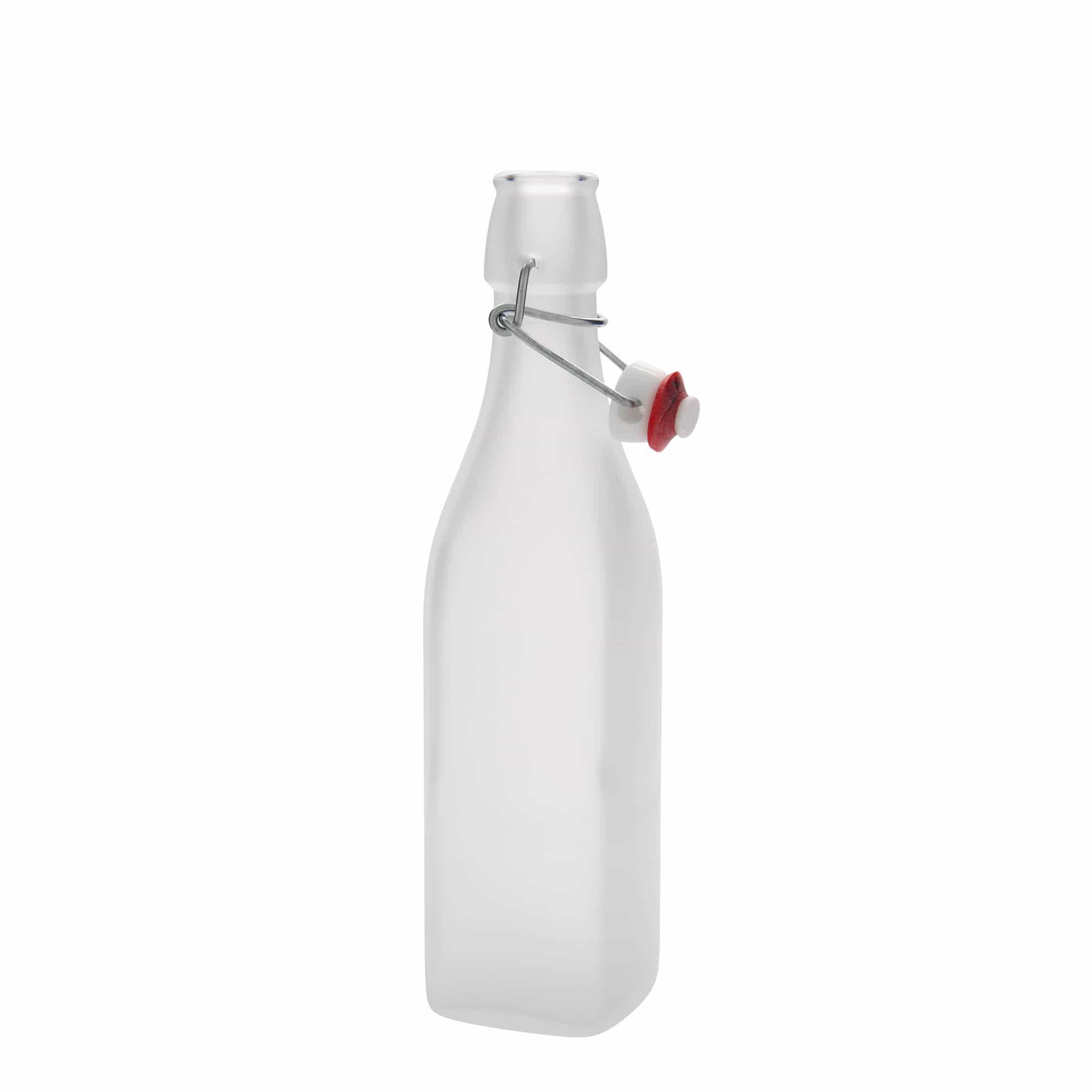 Sticlă de sticlă de 500 ml 'Swing, pătrată, albă, deschidere: închidere cu clemă Sticlă de sticlă de 500 ml 'Swing, pătrată, albă, deschidere: închidere cu clemă