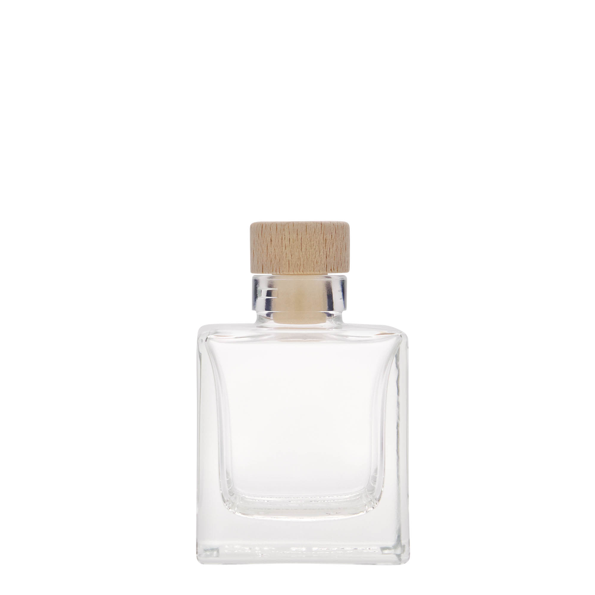 Sticlă de sticlă de 100 ml „Cube”, pătrată, gură: dop de plută Sticlă de sticlă de 100 ml „Cube”, pătrată, gură: dop de plută
