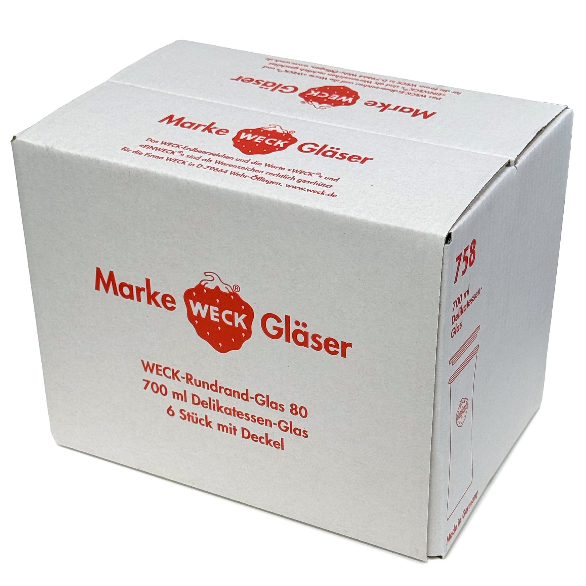 6x 730 ml borcan gourmet WECK cu capac de sticlă RR 80