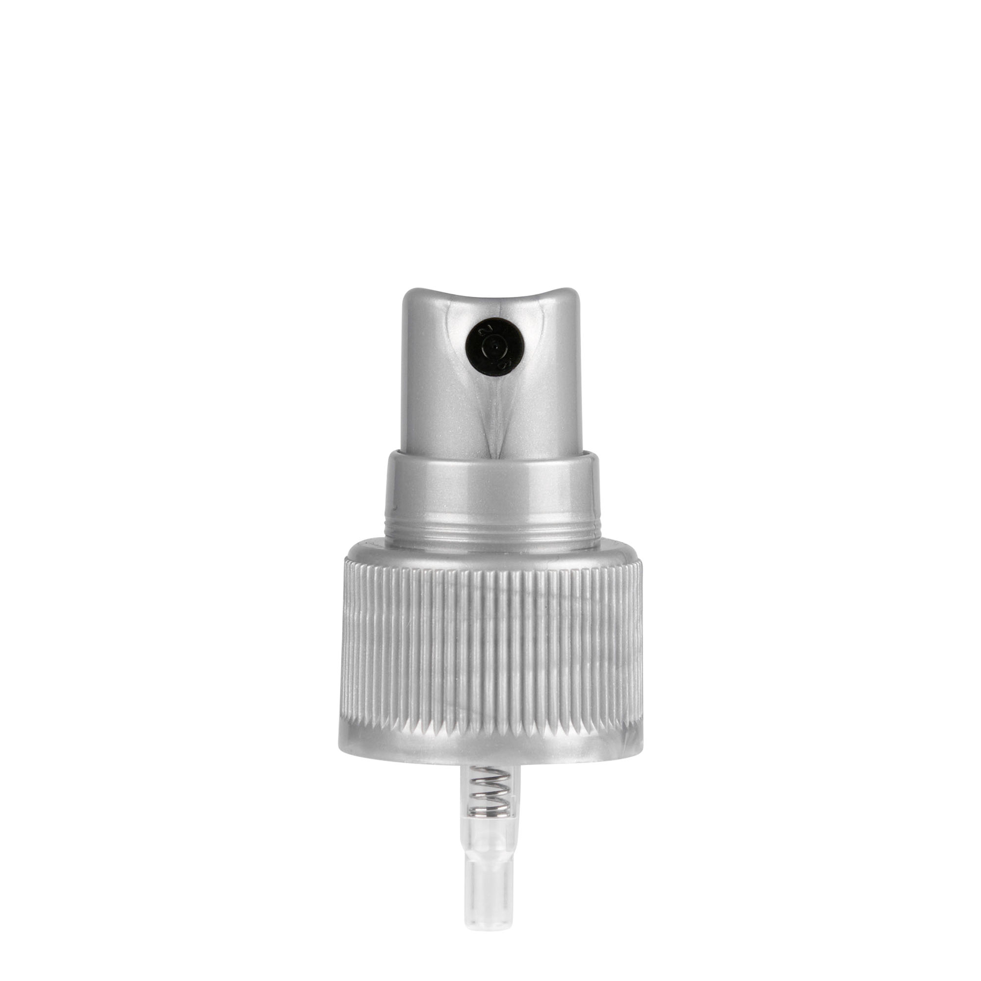Capac cu filet pulverizator, plastic PP, argintiu, pentru gura: 24/410 Capac cu filet pulverizator, plastic PP, argintiu, pentru gura: 24/410