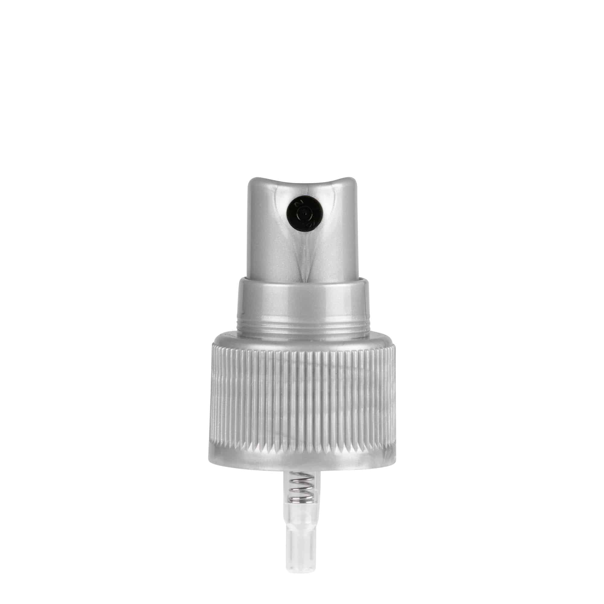 Capac cu filet pulverizator, plastic PP, argintiu, pentru gura: 24/410
