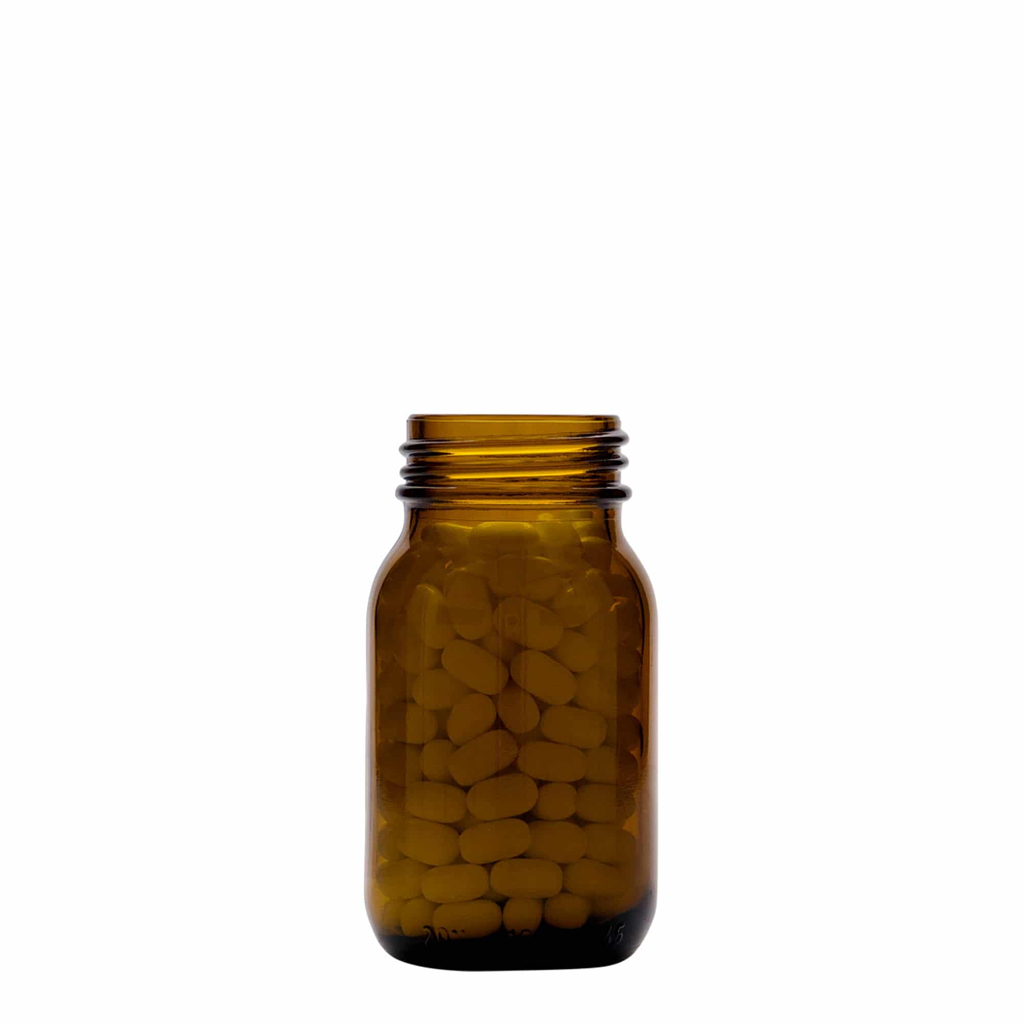 100 ml borcan cu gât larg, maro, gură: DIN 40