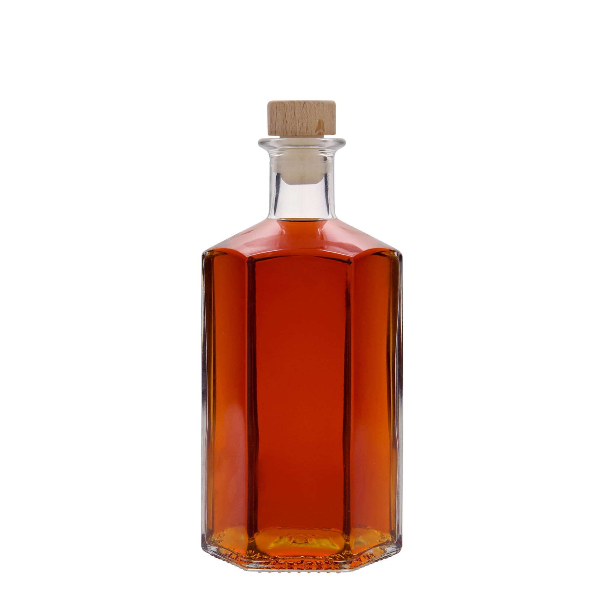 Sticlă de sticlă de 500 ml farmacist 'Jimmy', hexagonală, gura: dop de plută Sticlă de sticlă de 500 ml farmacist 'Jimmy', hexagonală, gura: dop de plută
