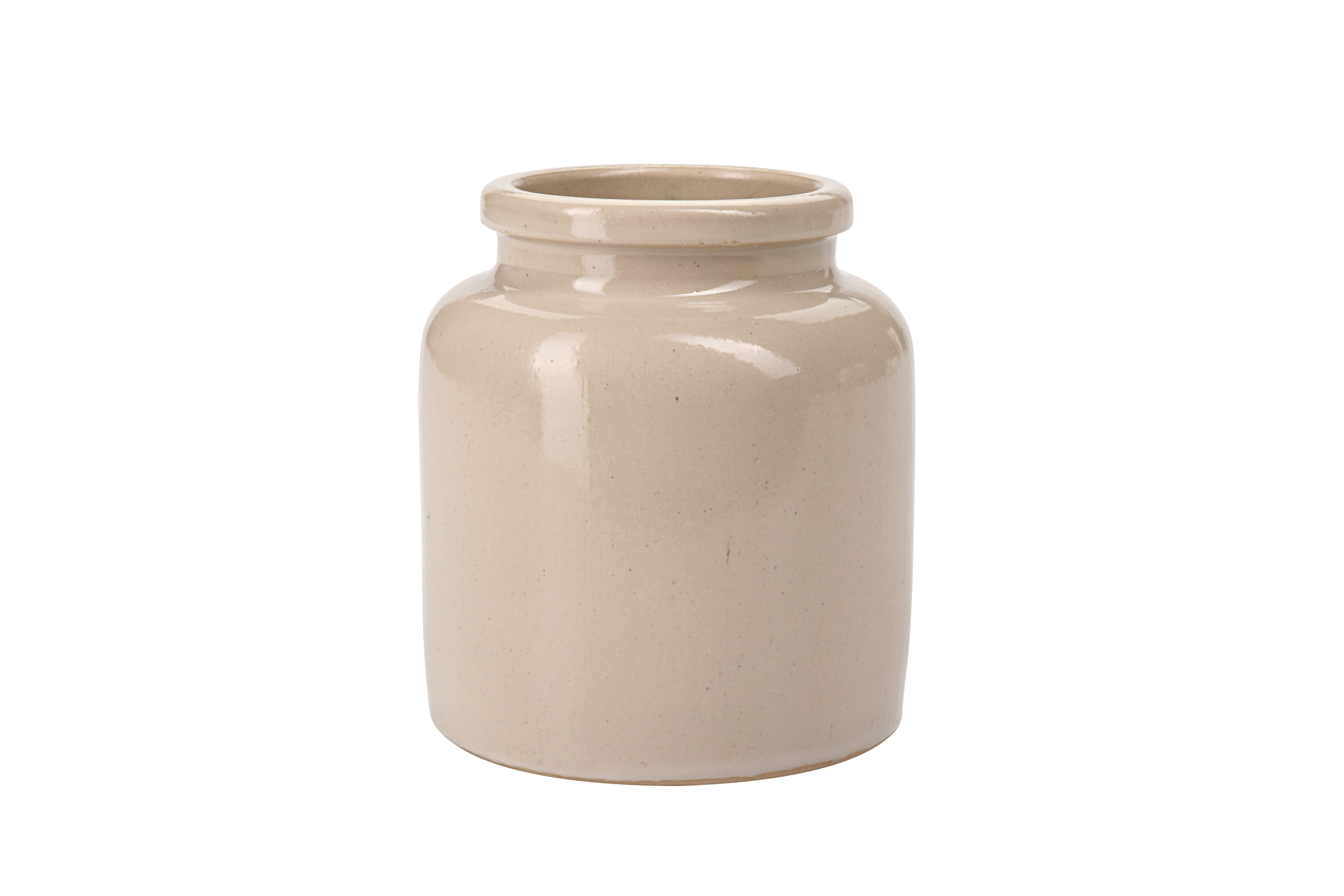 270 ml vas din ceramică de gresie, bej, gura: capac cu margine peste vas