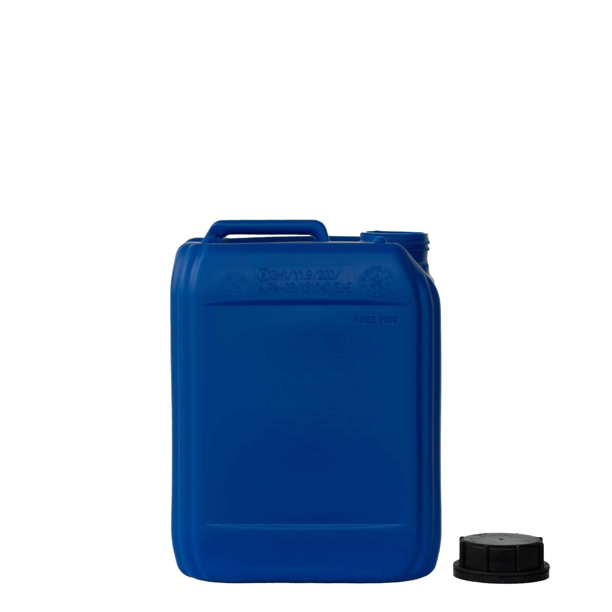 Canistră de 5 l, dreptunghiulară, plastic HDPE, albastru, gura: ND 55
