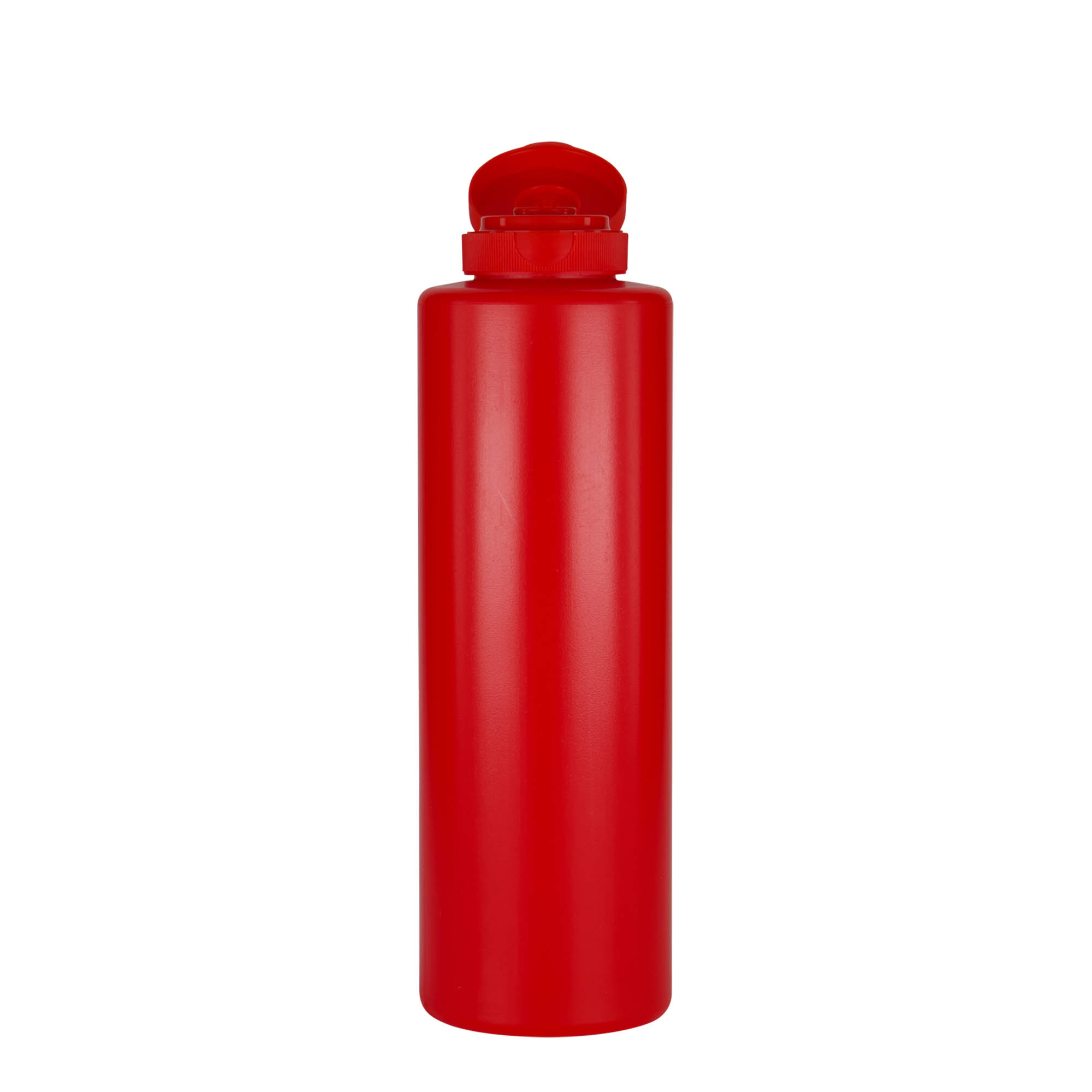 Sticlă pentru sos de 500 ml, plastic LDPE, roșu, gura: 38/400 Sticlă pentru sos de 500 ml, plastic LDPE, roșu, gura: 38/400