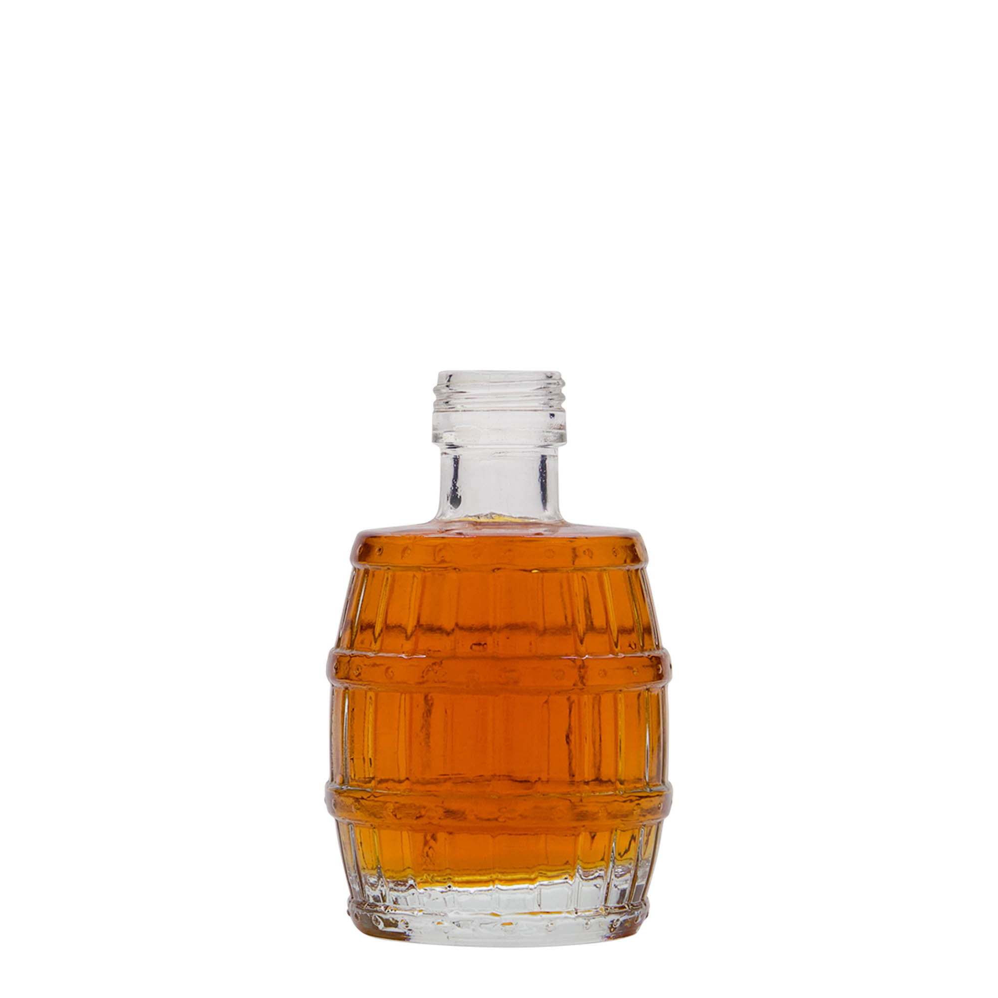 Sticlă de sticlă de 100 ml „butoi”, gura: PP 24 Sticlă de sticlă de 100 ml „butoi”, gura: PP 24