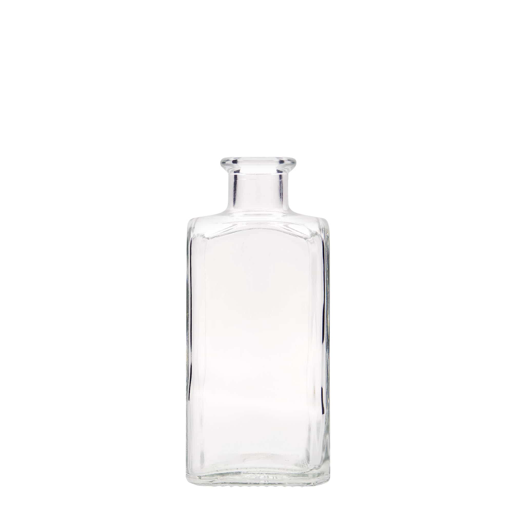 Sticlă de sticlă de 250 ml Apotheker Carré, pătrată, gât: plută